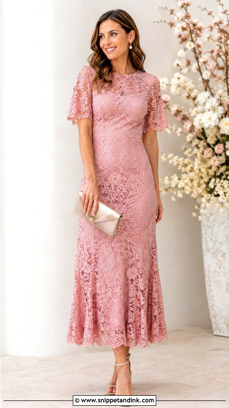Simple Pink Lace Gown - Snippet and Ink - 30 Simple Lace Gown Styles