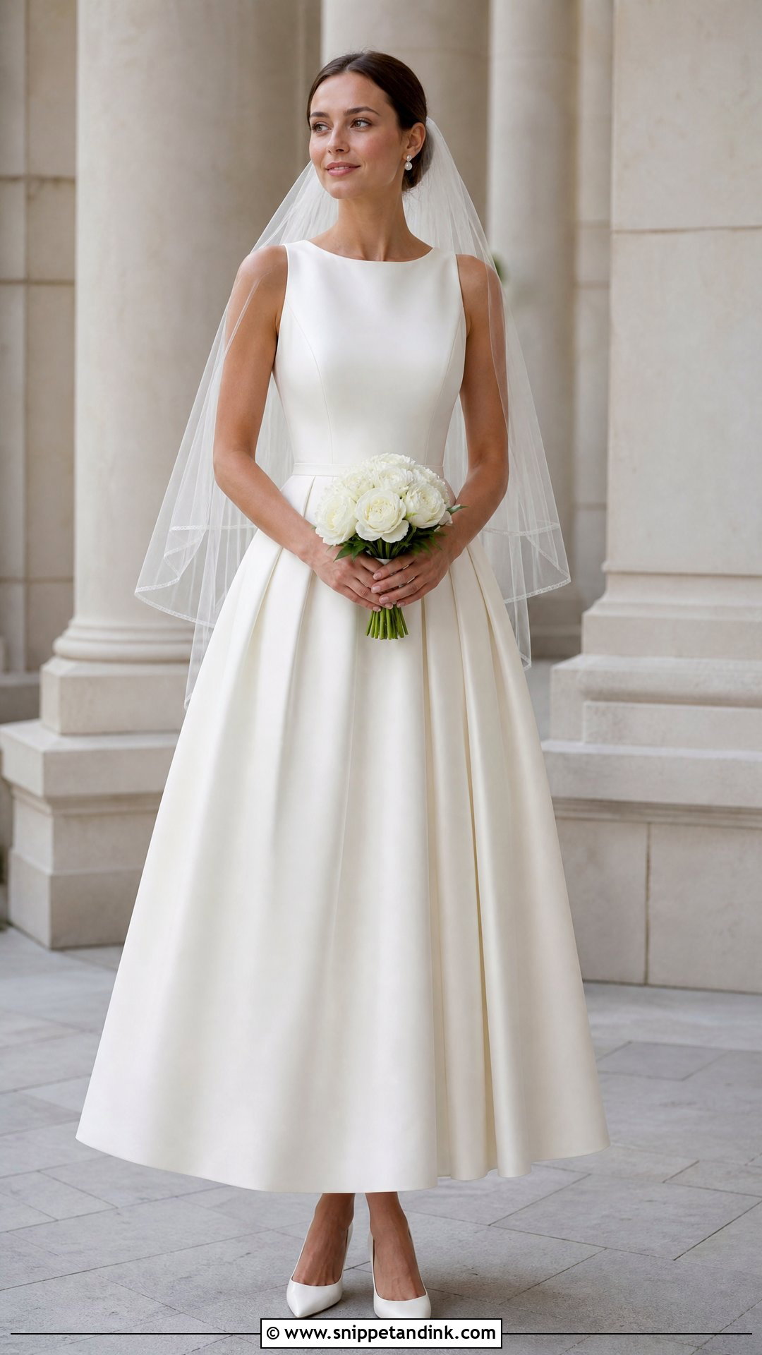 Simple Pleated A Line Wedding Dress With Classic Pumps - Snippet and Ink - 25 Simple a Line Wedding Dress Ideas