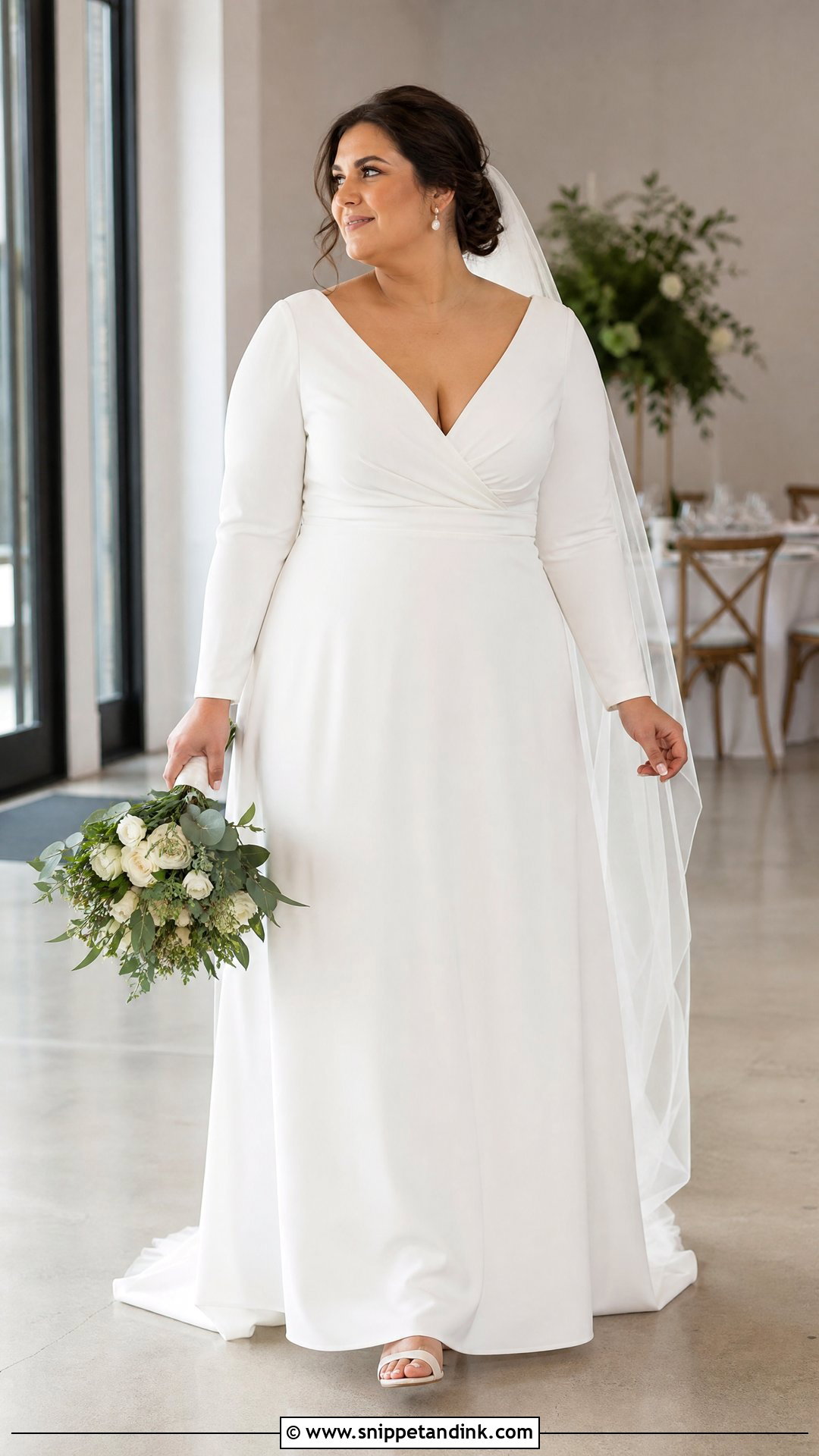 Simple Plus Size Wedding Dress With Sleeves - Snippet and Ink - 20 Simple Wedding Dresses with Sleeves