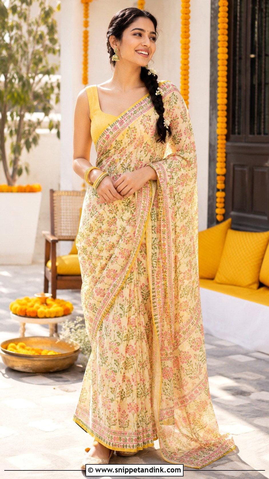 Simple Printed Saree Indian Wedding Dress - Snippet and Ink - 25 Simple Indian Wedding Dresses
