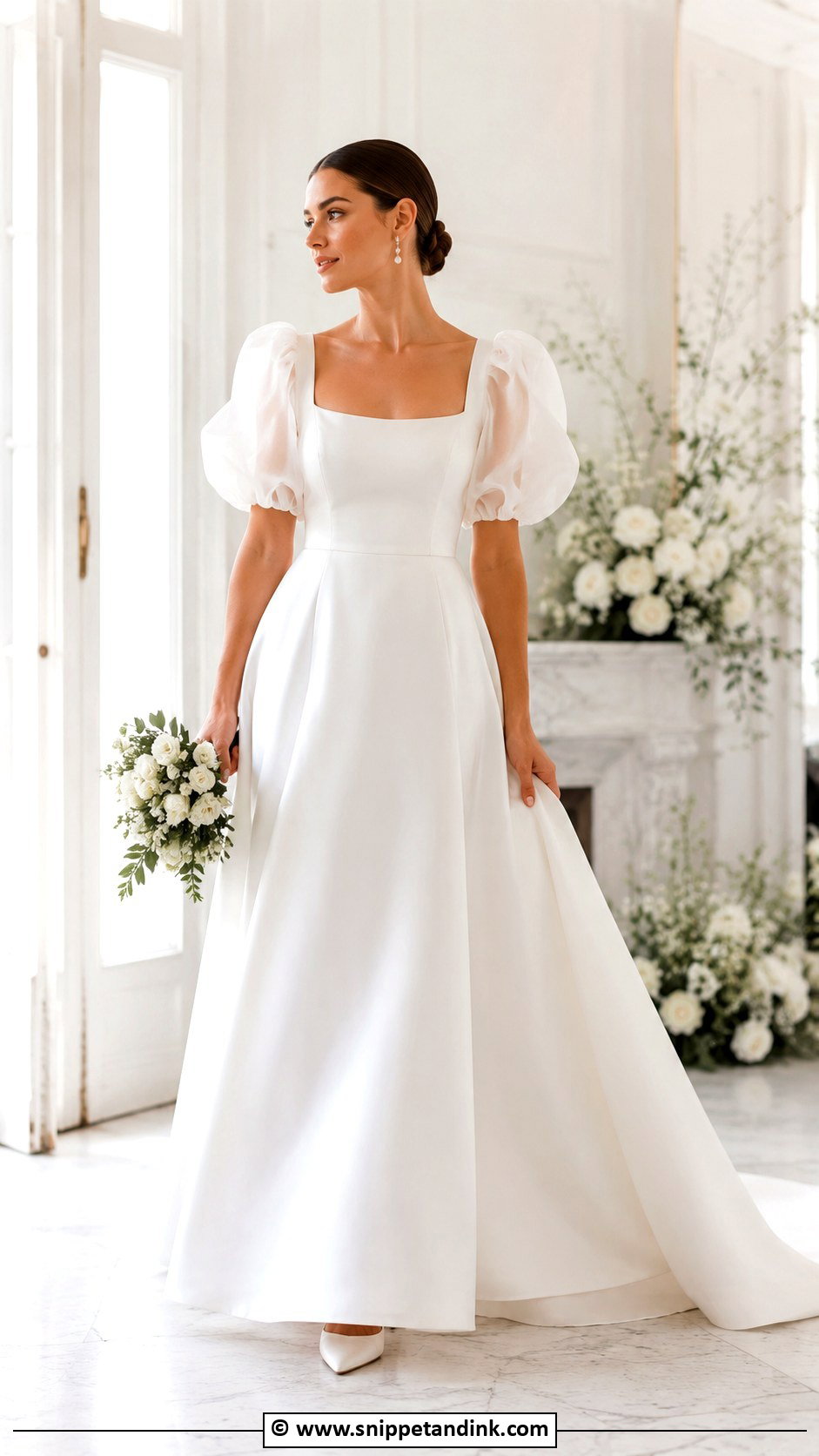 Simple Puff Sleeve Bride Dress - Snippet and Ink - 35 Simple Bride Dress Ideas