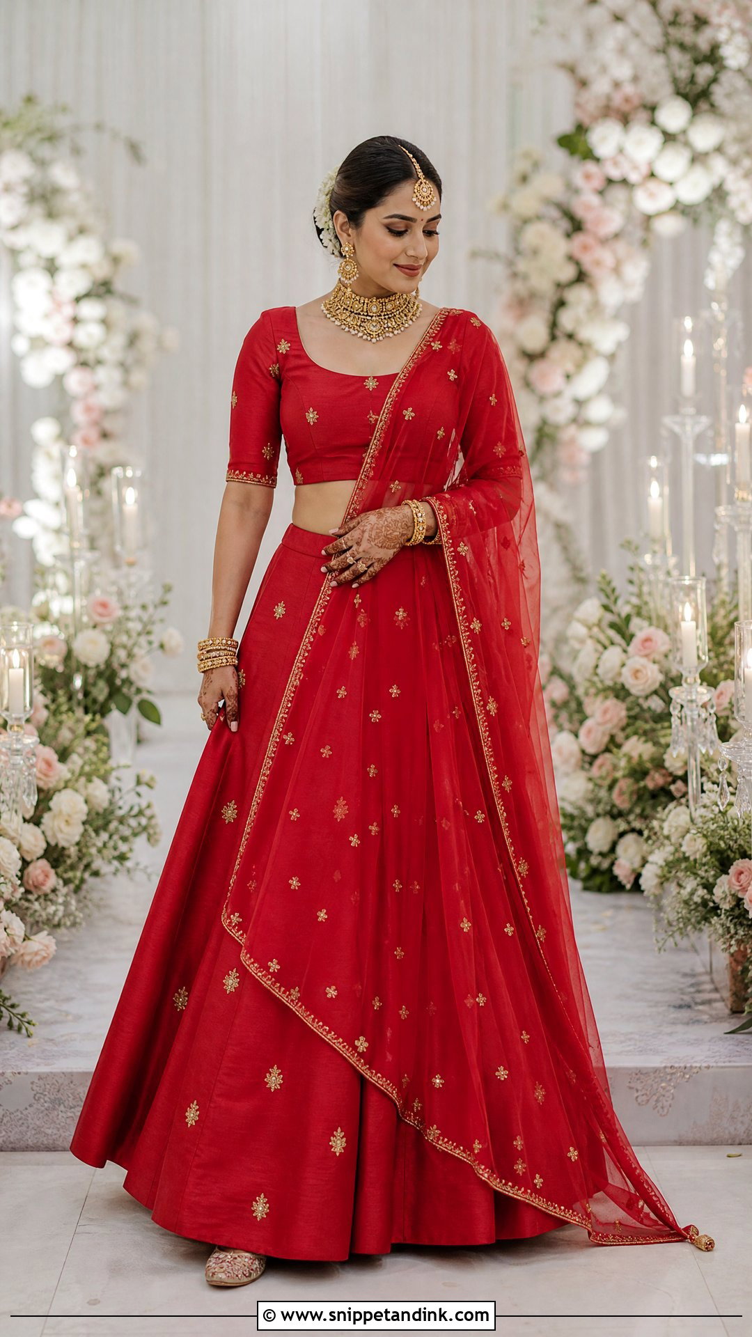 Simple Red Bridal Lehenga - Snippet and Ink - 20 Simple Indian Bridal Outfit Ideas