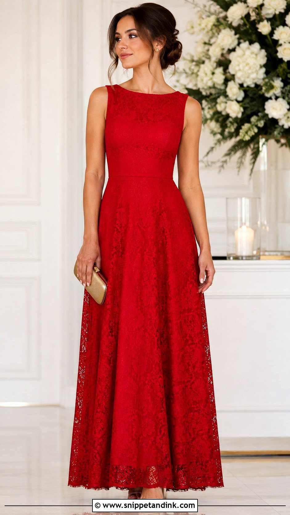 Simple Red Lace Gown - Snippet and Ink - 30 Simple Lace Gown Styles