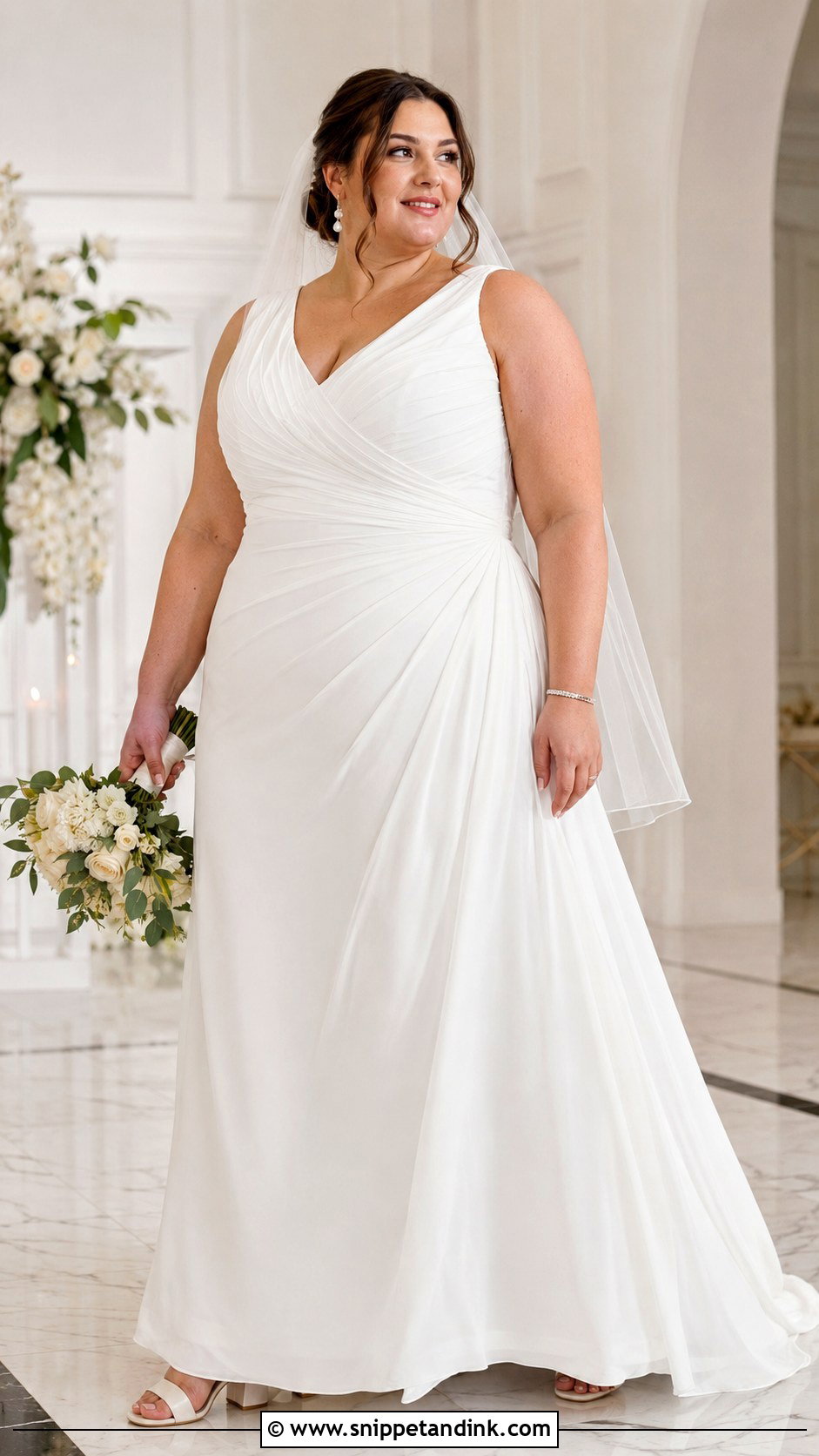 Simple Ruched Chiffon Wedding Dress - Snippet and Ink - 20 Simple Flowy Wedding Dress Ideas