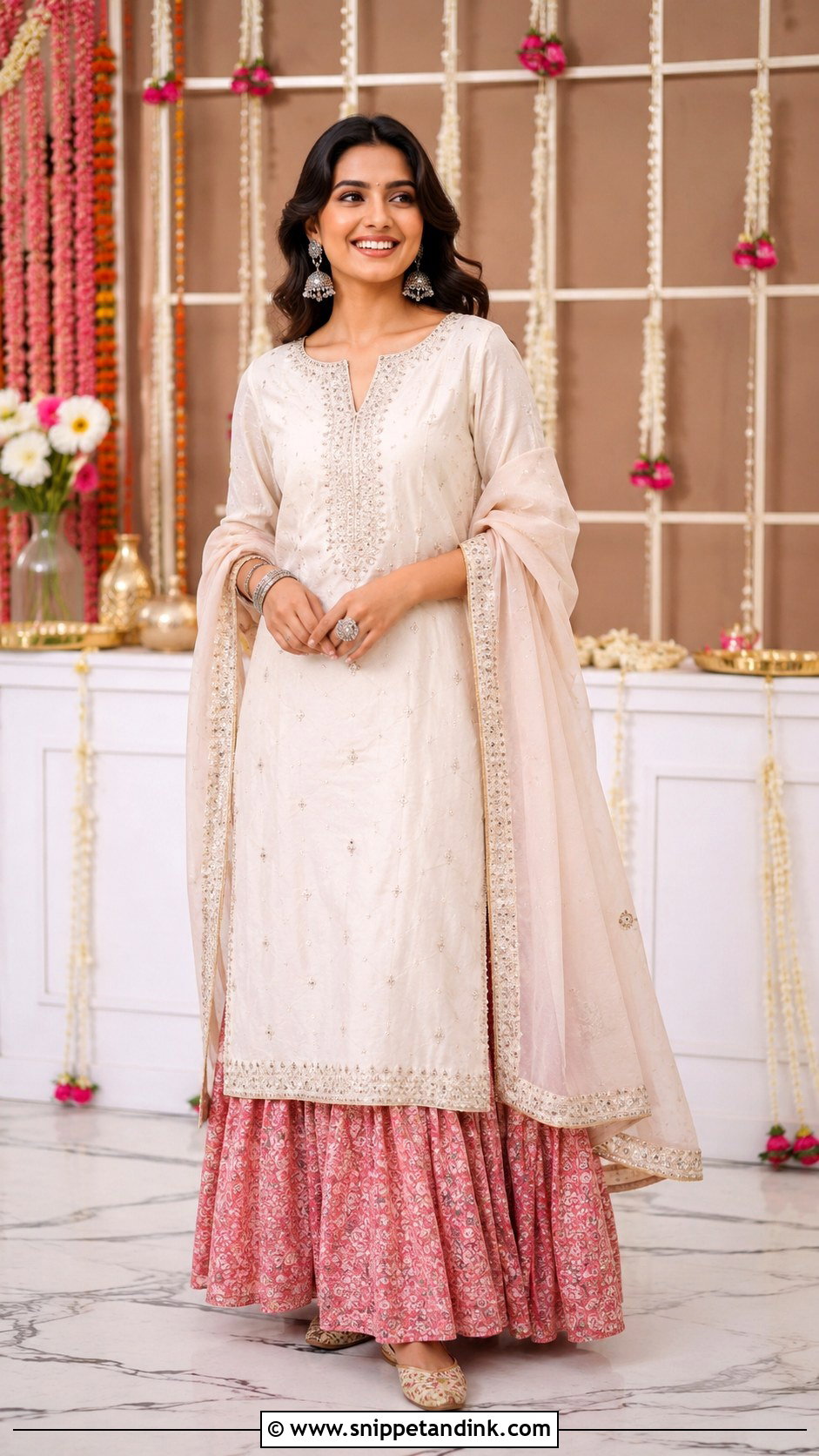 Simple Sangeet Kurta With Skirt - Snippet and Ink - 25 Simple Sangeet Outfit Ideas