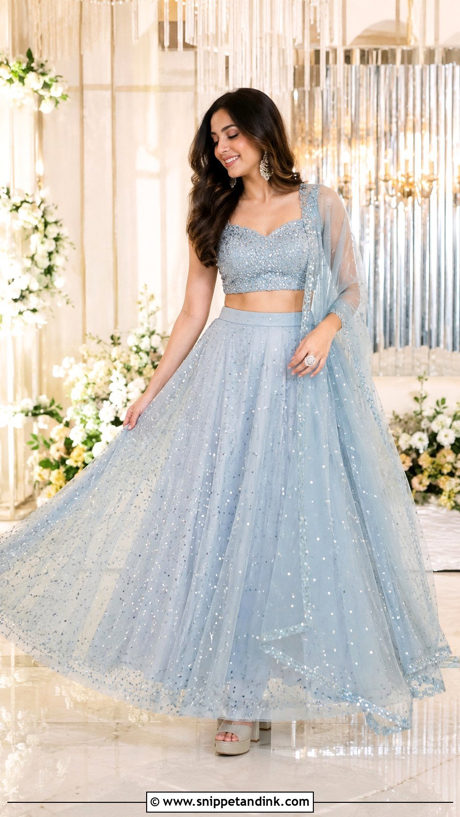 Simple Sangeet Net Lehenga - Snippet and Ink - 25 Simple Sangeet Outfit Ideas