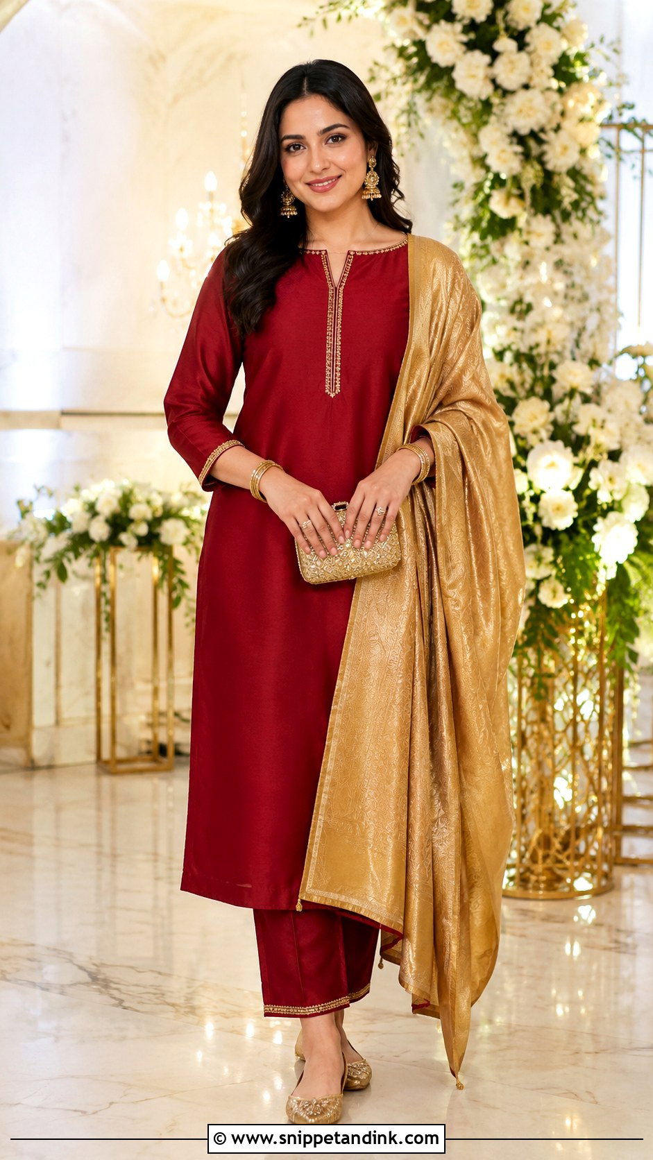 Simple Sangeet Silk Kurta Set - Snippet and Ink - 25 Simple Sangeet Outfit Ideas