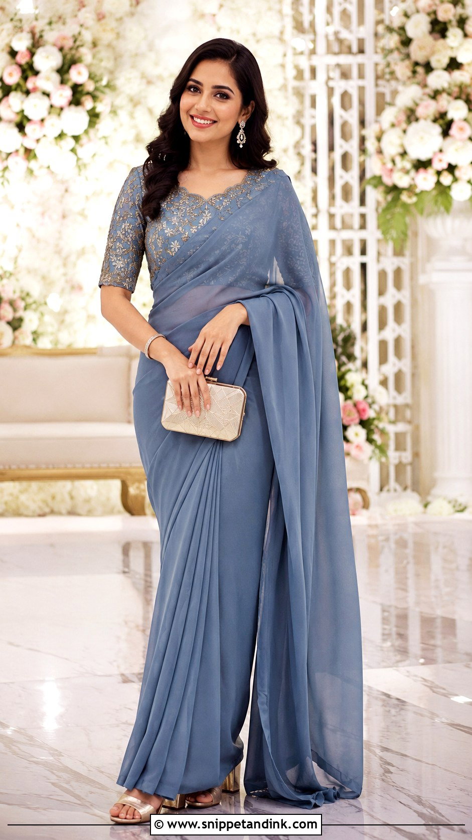 Simple Saree With Statement Blouse - Snippet and Ink - 20 Wedding Dresses Simple for Sister