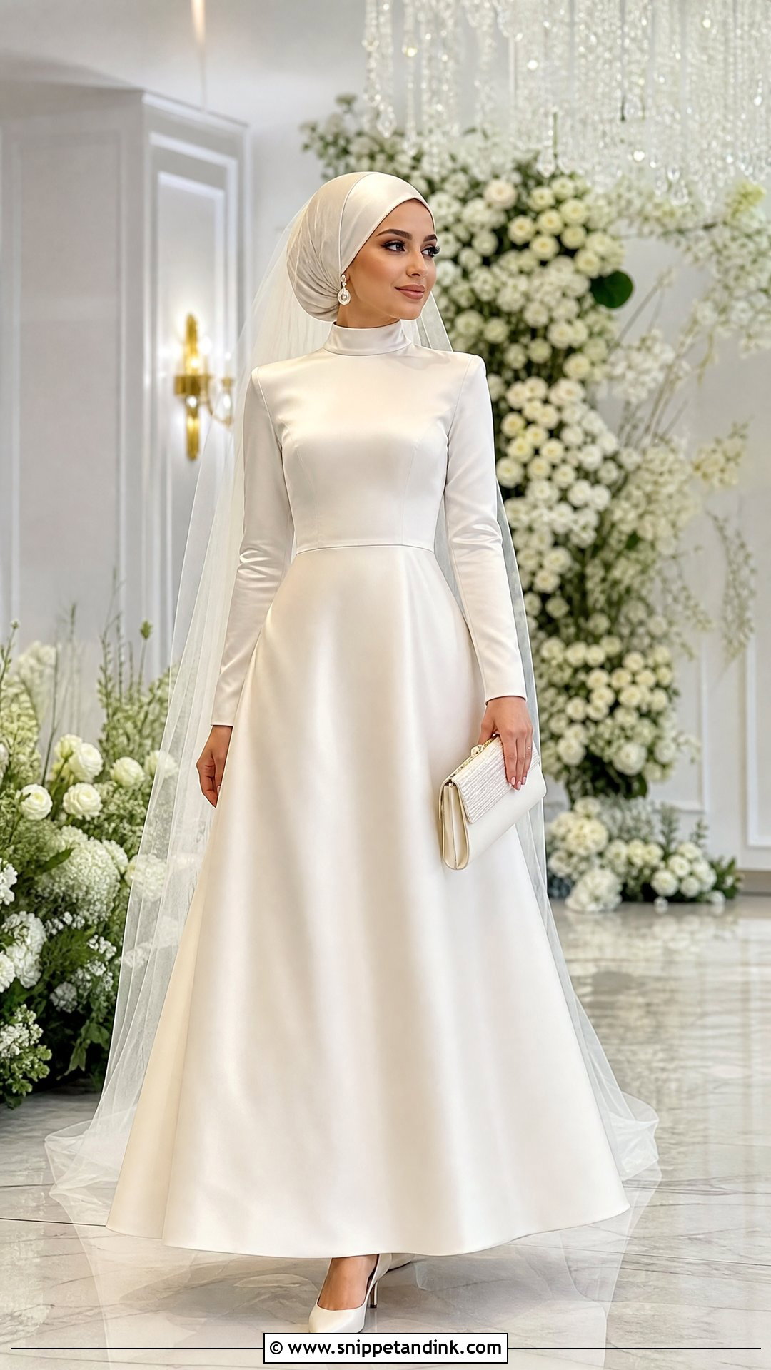 Simple Satin A Line Hijabi Wedding Dress - Snippet and Ink - 25 Simple Hijabi Wedding Dress Ideas