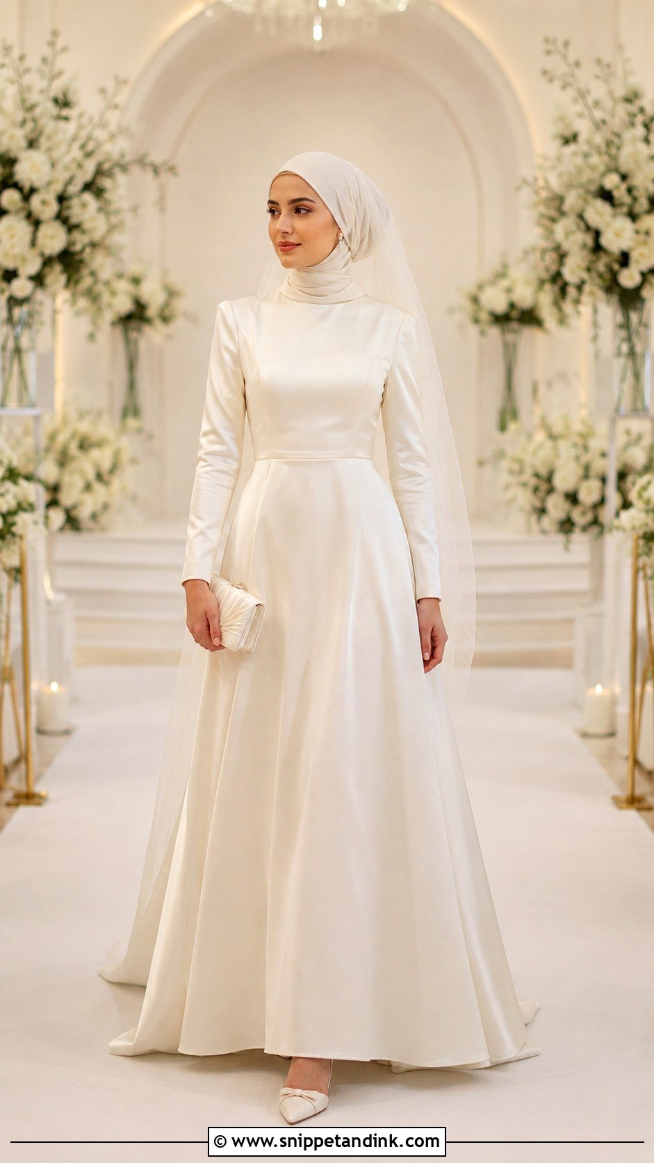 Simple Satin A Line Muslimah Wedding Dress - Snippet and Ink - 20 Simple Muslimah Wedding Dress Ideas