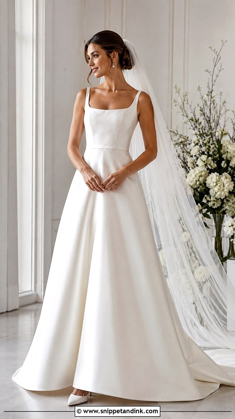 Simple Satin A Line Wedding Dress - Snippet and Ink - 30 Wedding Dresses a Line
