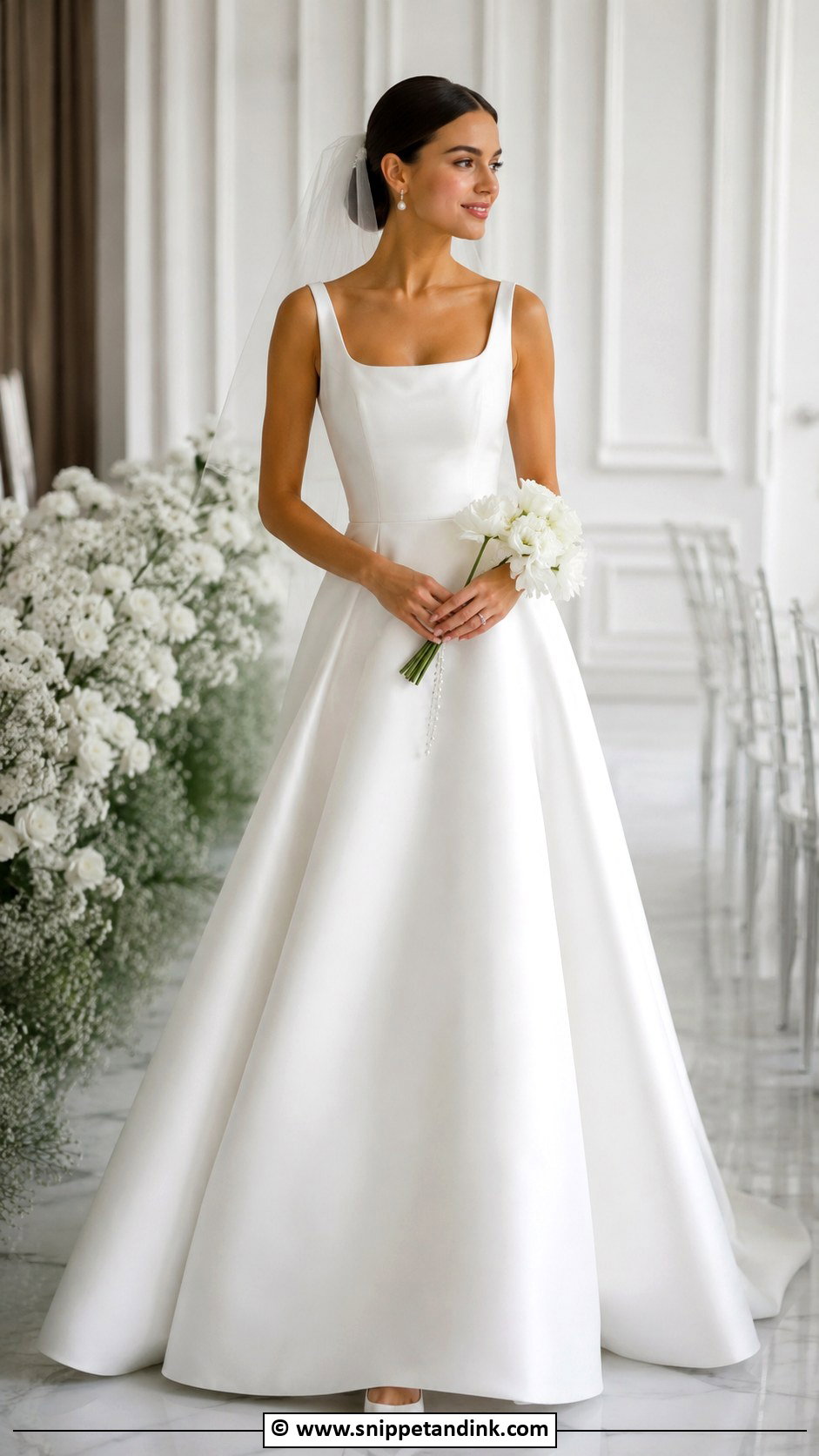 Simple Satin A Line Wedding Gown - Snippet and Ink - 30 Simple Wedding Gowns