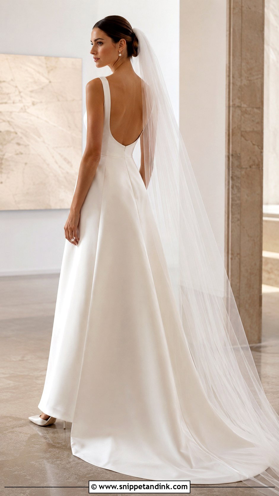Simple Satin Backless Bridal Gown - Snippet and Ink - 20 Backless Bridal Gowns