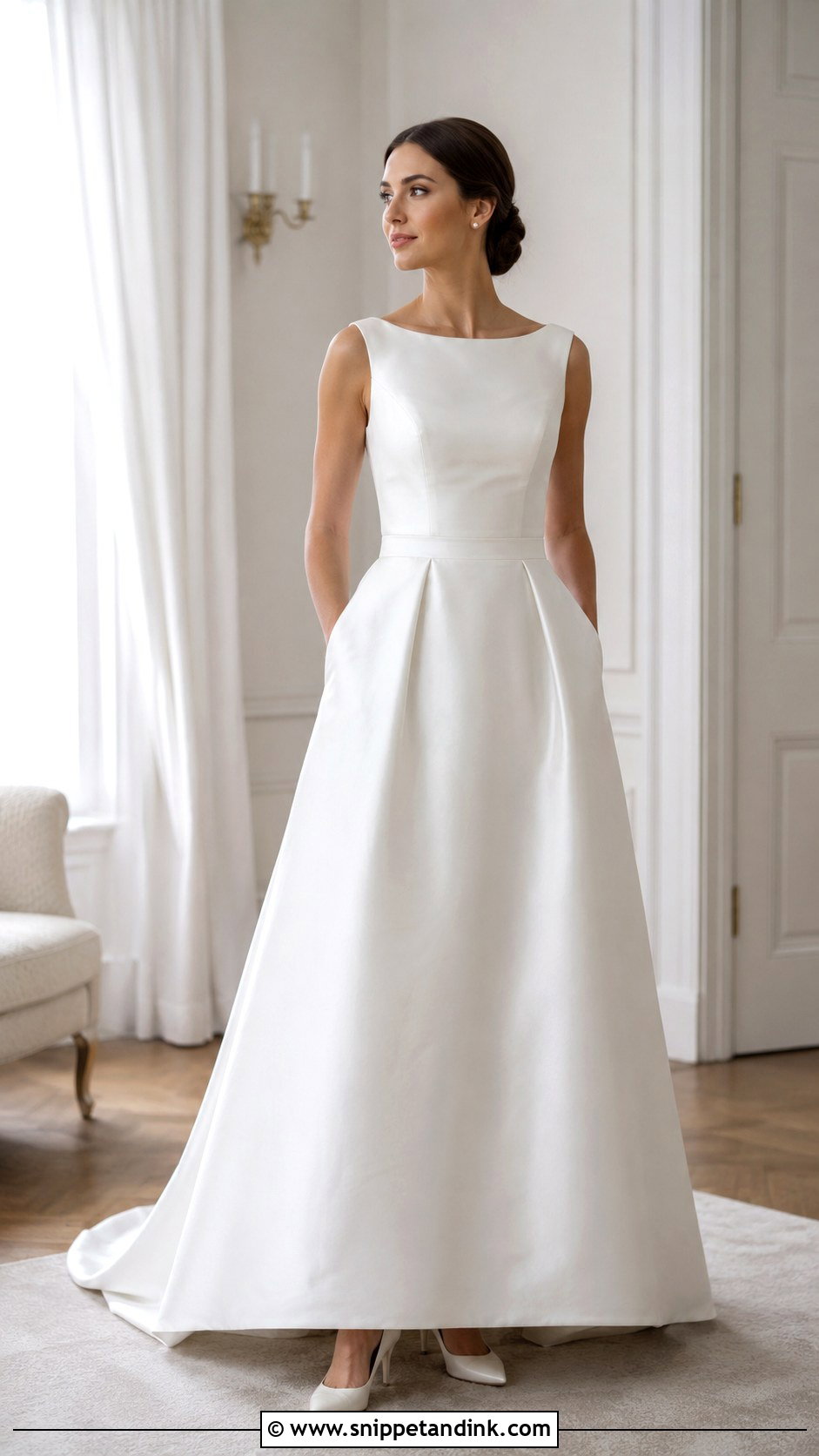 Simple Satin Boat Neck Wedding Dress - Snippet and Ink - 25 Simple Satin Wedding Dress Ideas