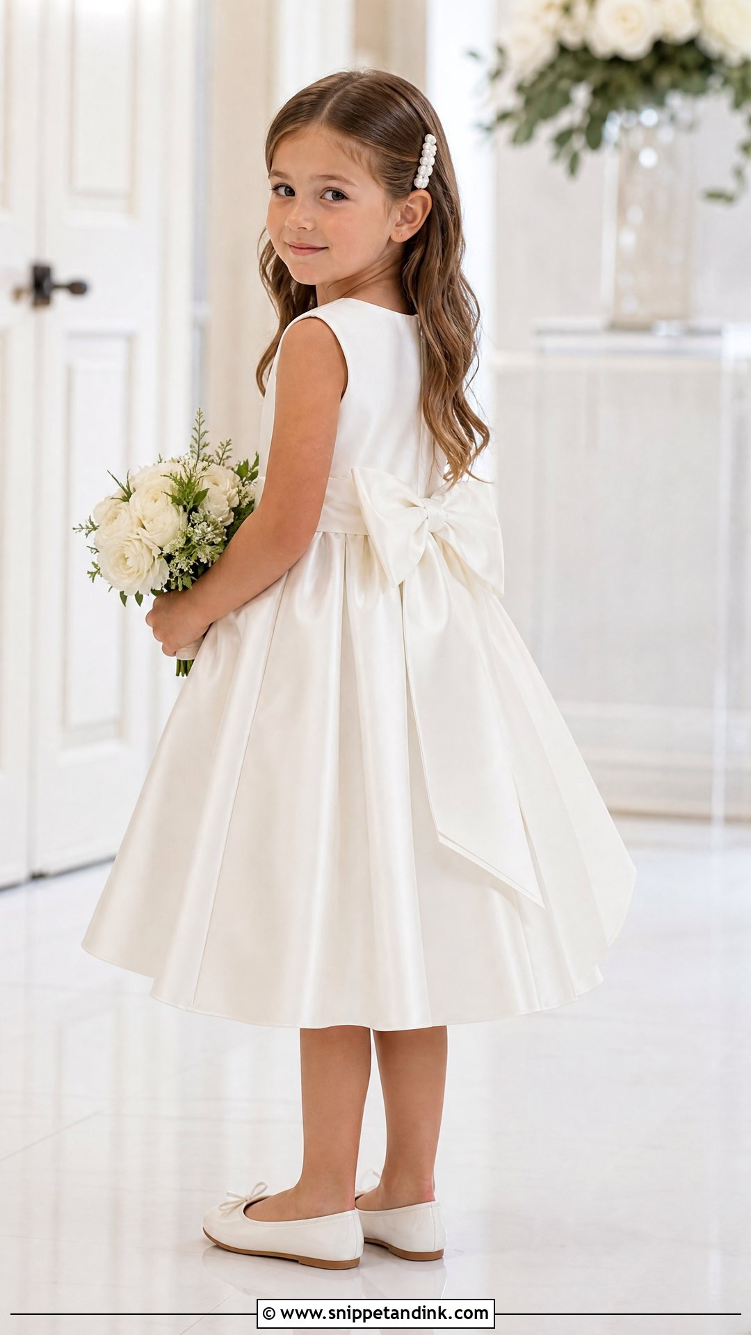 Simple Satin Bow Flower Girl Dress - Snippet and Ink - 25 Girl Wedding Dress Ideas