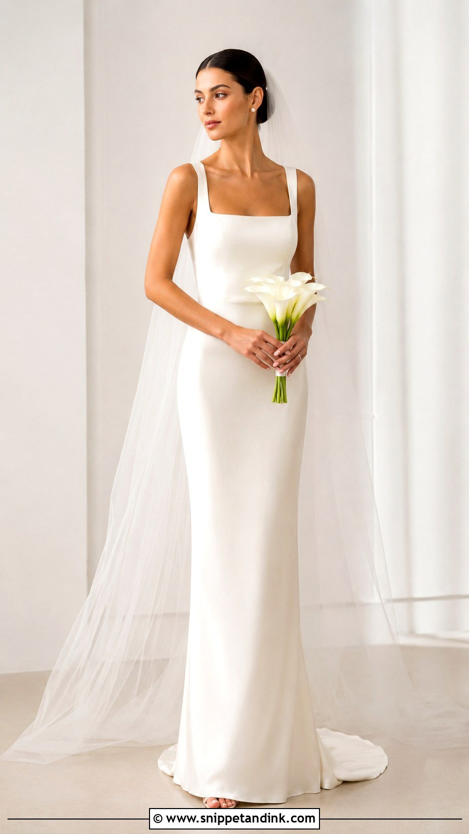 Simple Satin Column Wedding Gown - Snippet and Ink - 25 Beautiful Wedding Gowns