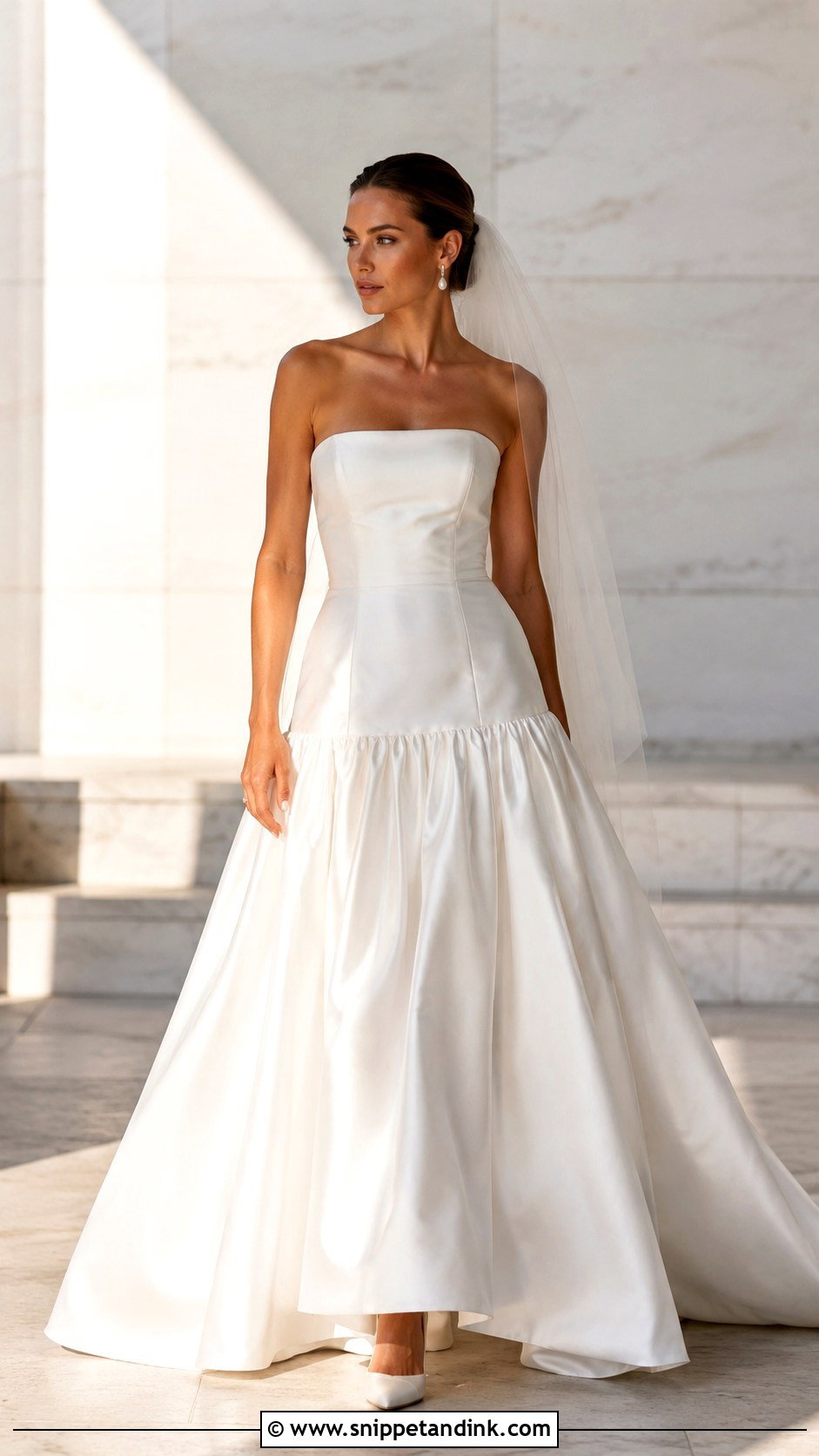 Simple Satin Drop Waist Wedding Dress - Snippet and Ink - 25 Simple Satin Wedding Dress Ideas