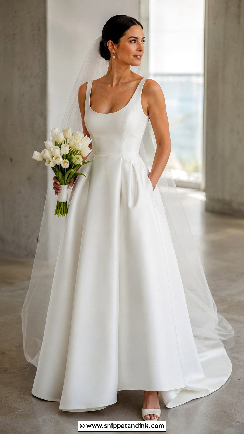 Simple Satin Giselle Wedding Dress With Pockets - Snippet and Ink - 20 Giselle Wedding Dress Ideas