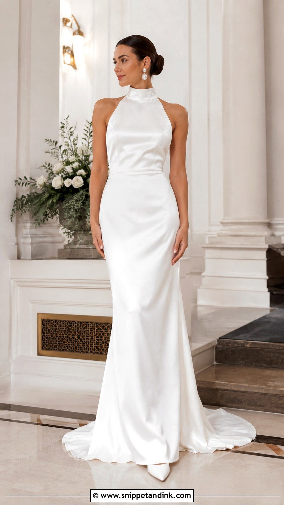Simple Satin High Neck Wedding Dress - Snippet and Ink - 25 Simple Satin Wedding Dress Ideas