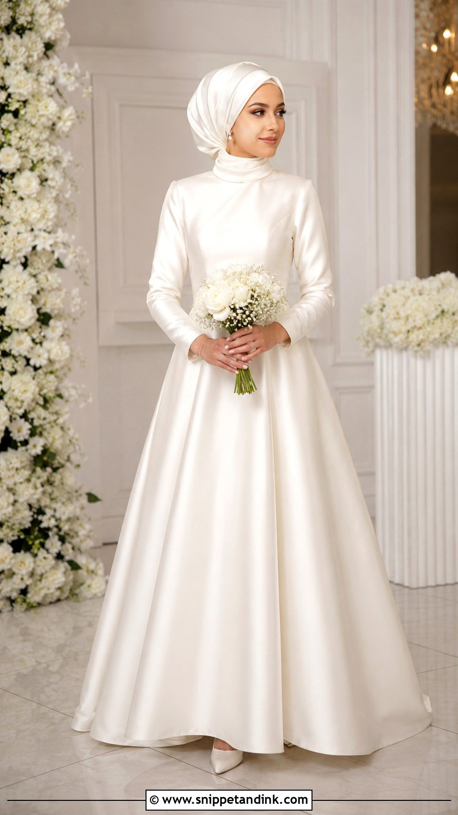 Simple Satin Hijab Wedding Dress - Snippet and Ink - 25 Simple Hijab Wedding Dresses