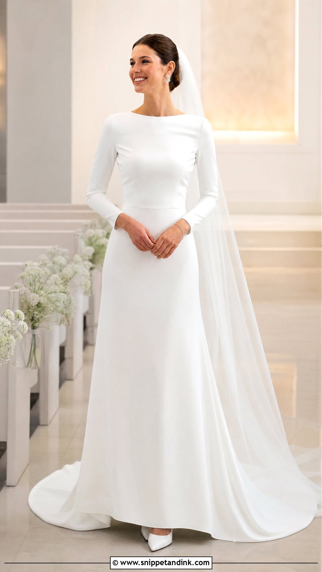 Simple Satin Long Sleeve Wedding Dress - Snippet and Ink - 20 Wedding Dresses Simple Long Sleeve
