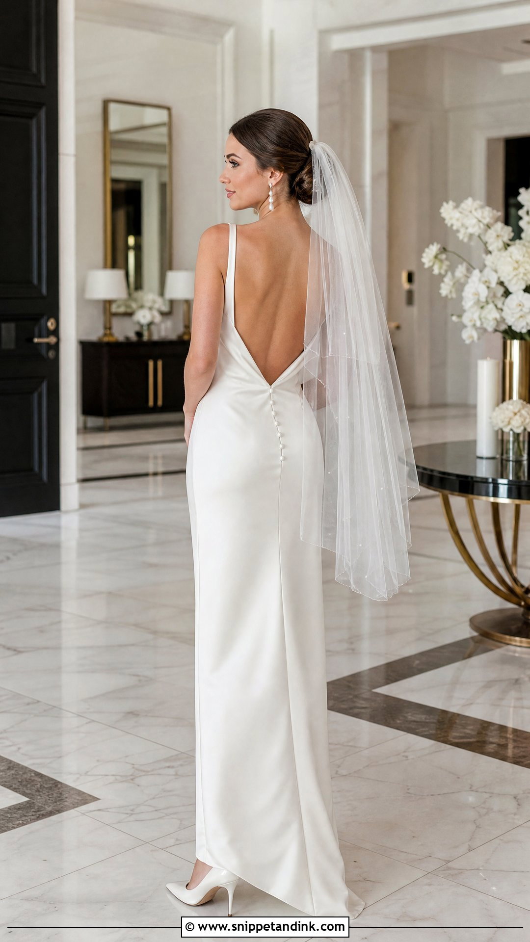 Simple Satin Low Back Wedding Dress - Snippet and Ink - 25 Low Back Wedding Dresses