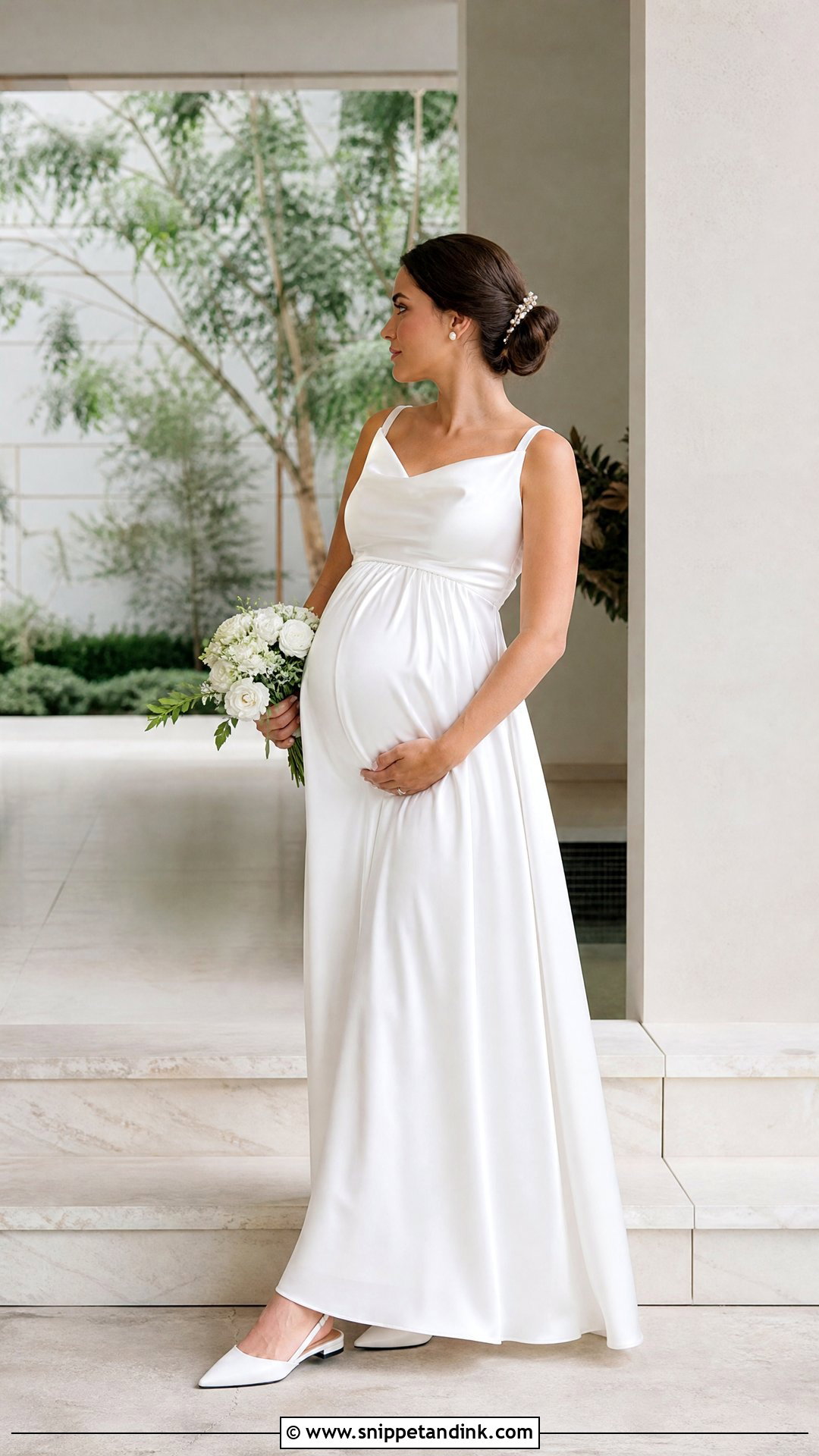 Simple Satin Maternity Wedding Dress - Snippet and Ink - 20 Simple Wedding Dress for Pregnant Bride Ideas