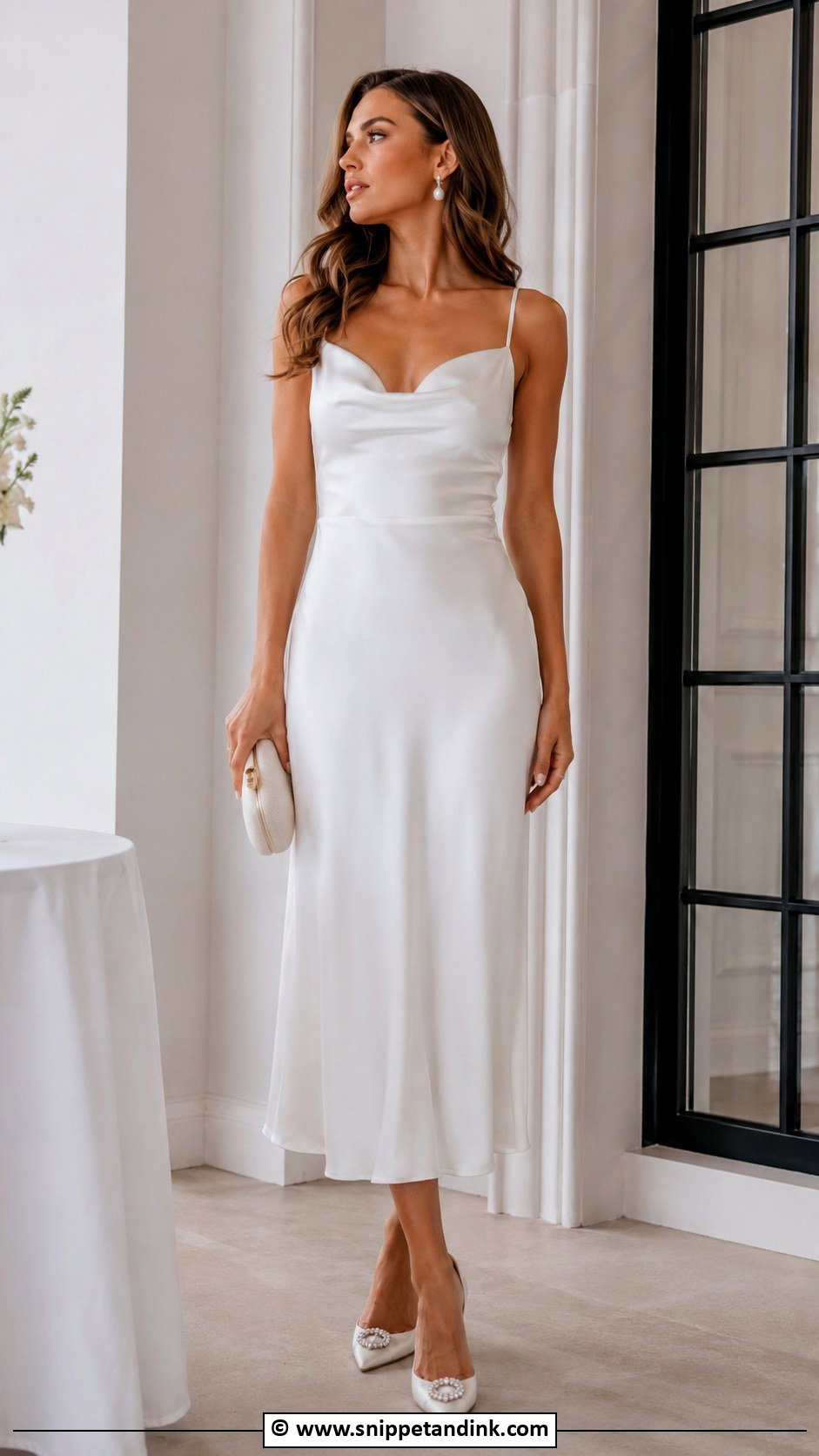 Simple Satin Midi Wedding Gown - Snippet and Ink - 30 Simple Wedding Gowns