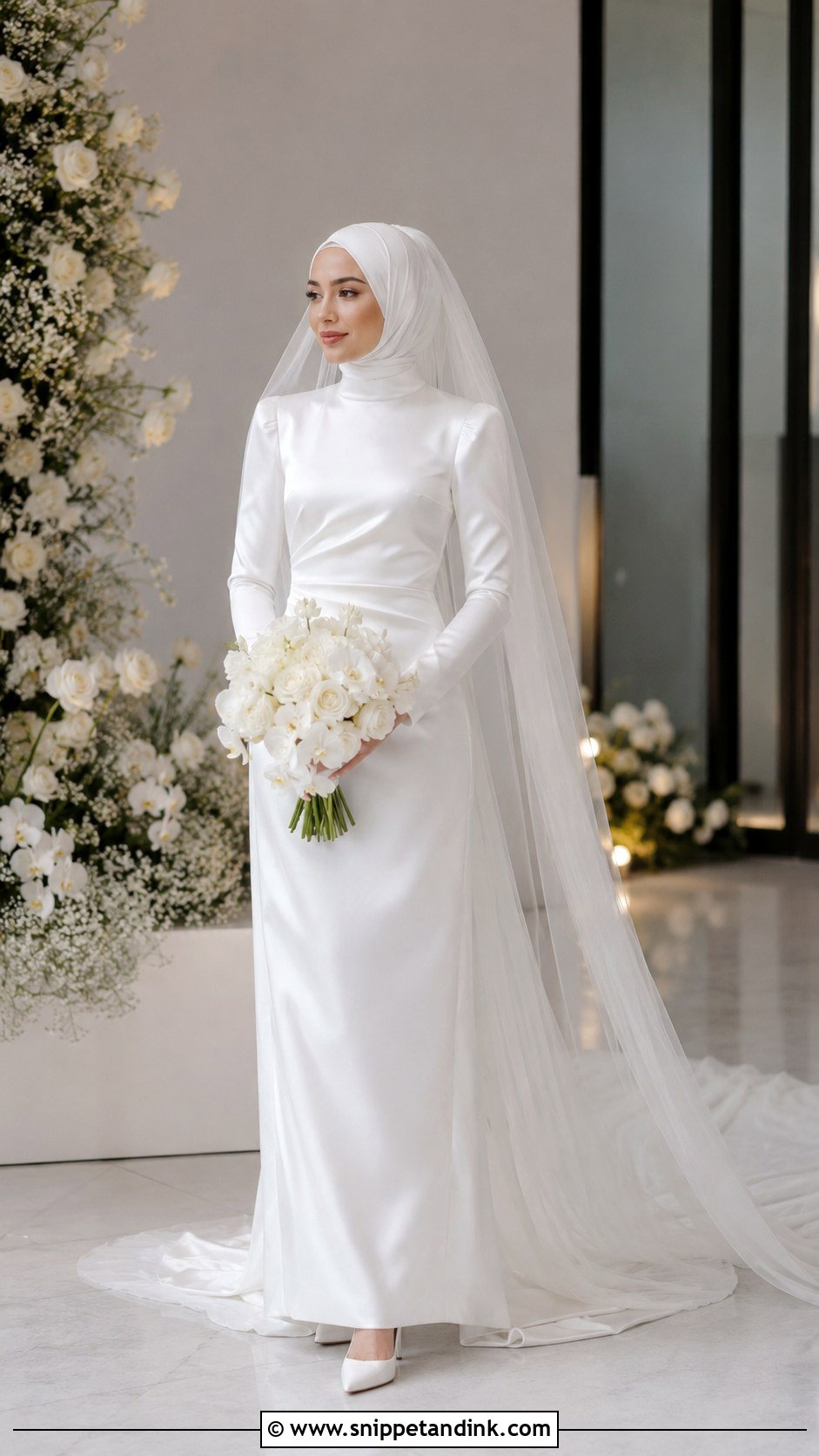 Simple Satin Muslim Bridal Dress - Snippet and Ink - 30 Muslim Bridal Dress Ideas