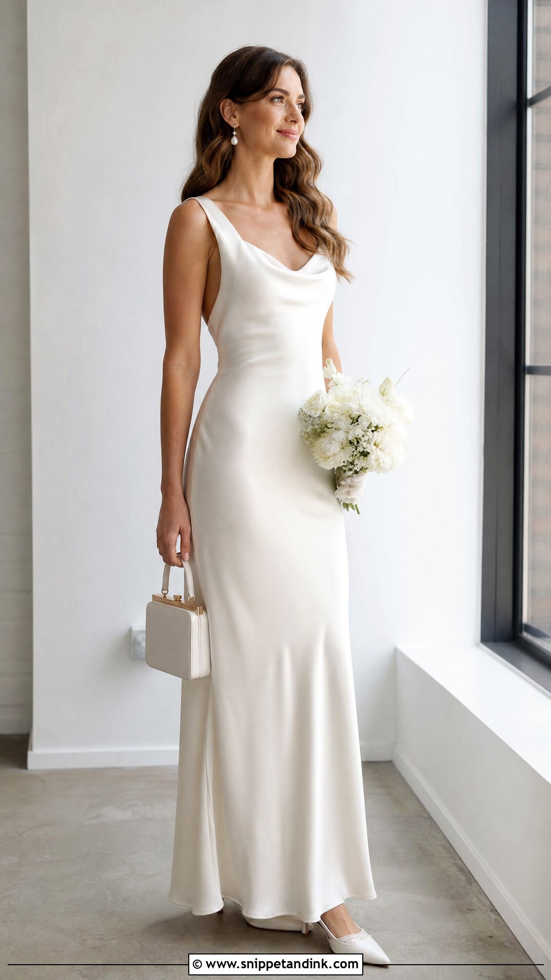 Simple Satin Slip Bridal Dress - Snippet and Ink - 20 Simple Bridal Outfit Ideas