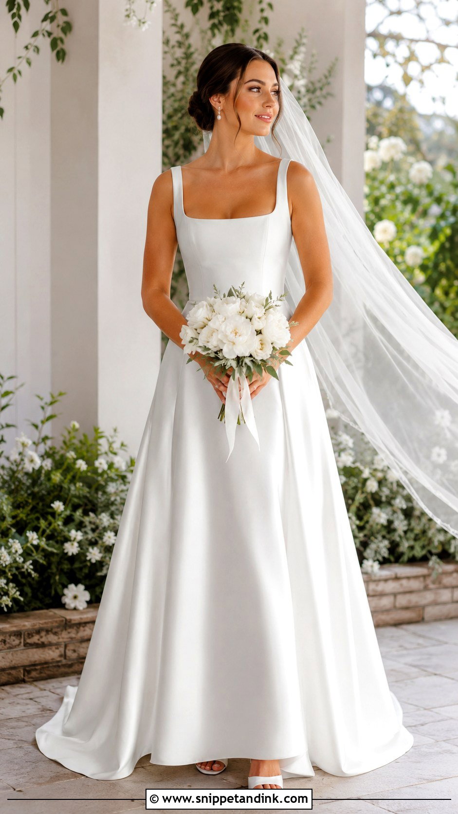 Simple Satin Square Neck Wedding Dress - Snippet and Ink - 25 Simple Satin Wedding Dress Ideas