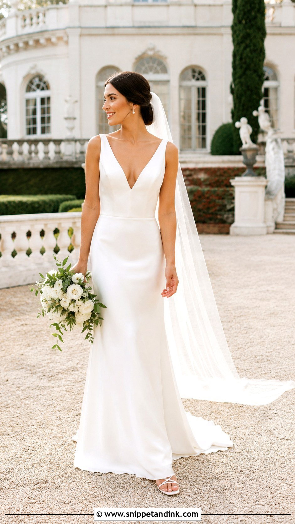 Simple Satin V Neck Wedding Dress - Snippet and Ink - 25 Simple Satin Wedding Dress Ideas