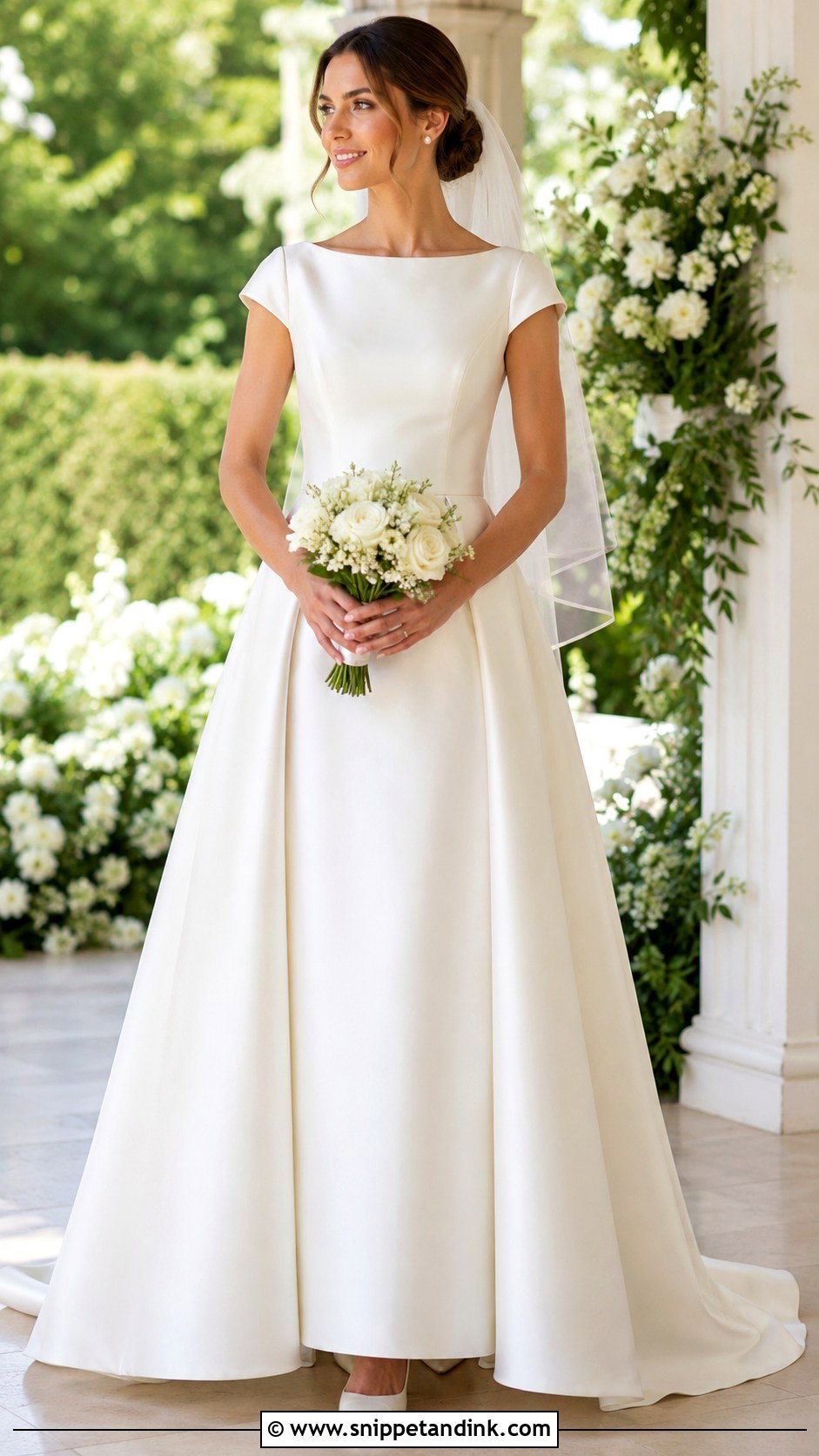 Simple Satin Wedding Dress With Cap Sleeves - Snippet and Ink - 20 Classic Wedding Dress with Sleeves