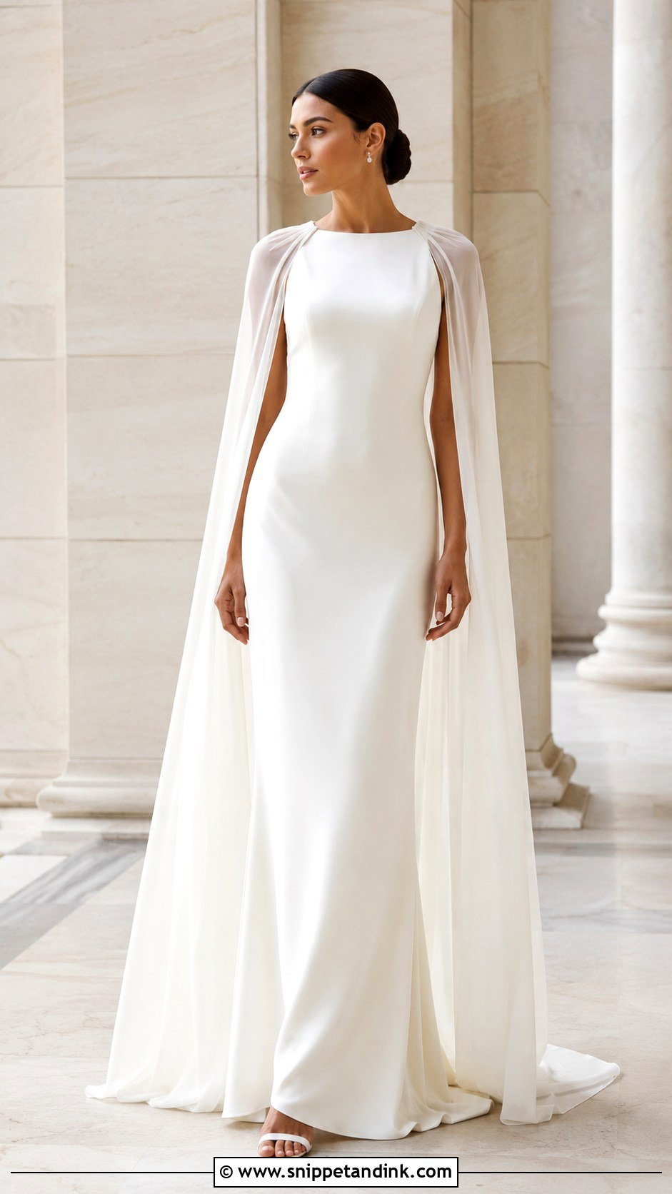 Simple Satin Wedding Dress With Cape - Snippet and Ink - 25 Simple Satin Wedding Dress Ideas