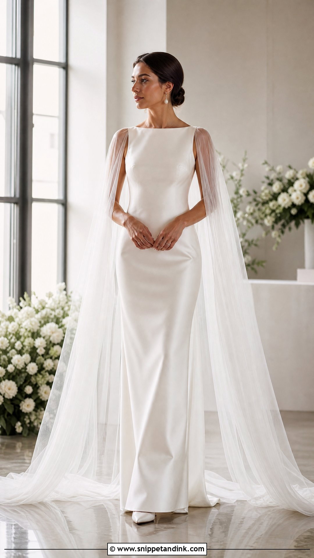 Simple Satin Wedding Dress With Tulle Wings - Snippet and Ink - 20 Wedding Dress Wings Ideas