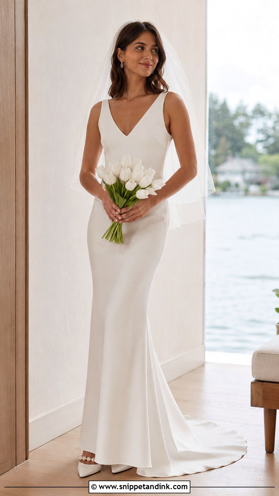 Simple Sheath Lake Wedding Dress - Snippet and Ink - 20 Lake Wedding Dress Ideas