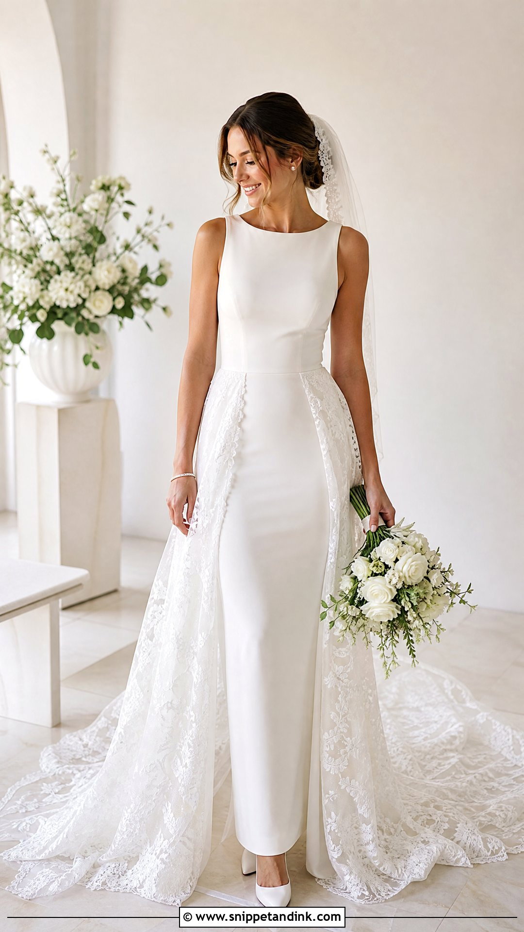 Simple Sheath Wedding Dress With Detachable Lace Skirt - Snippet and Ink - 20 Wedding Dress Detachable Skirt Ideas