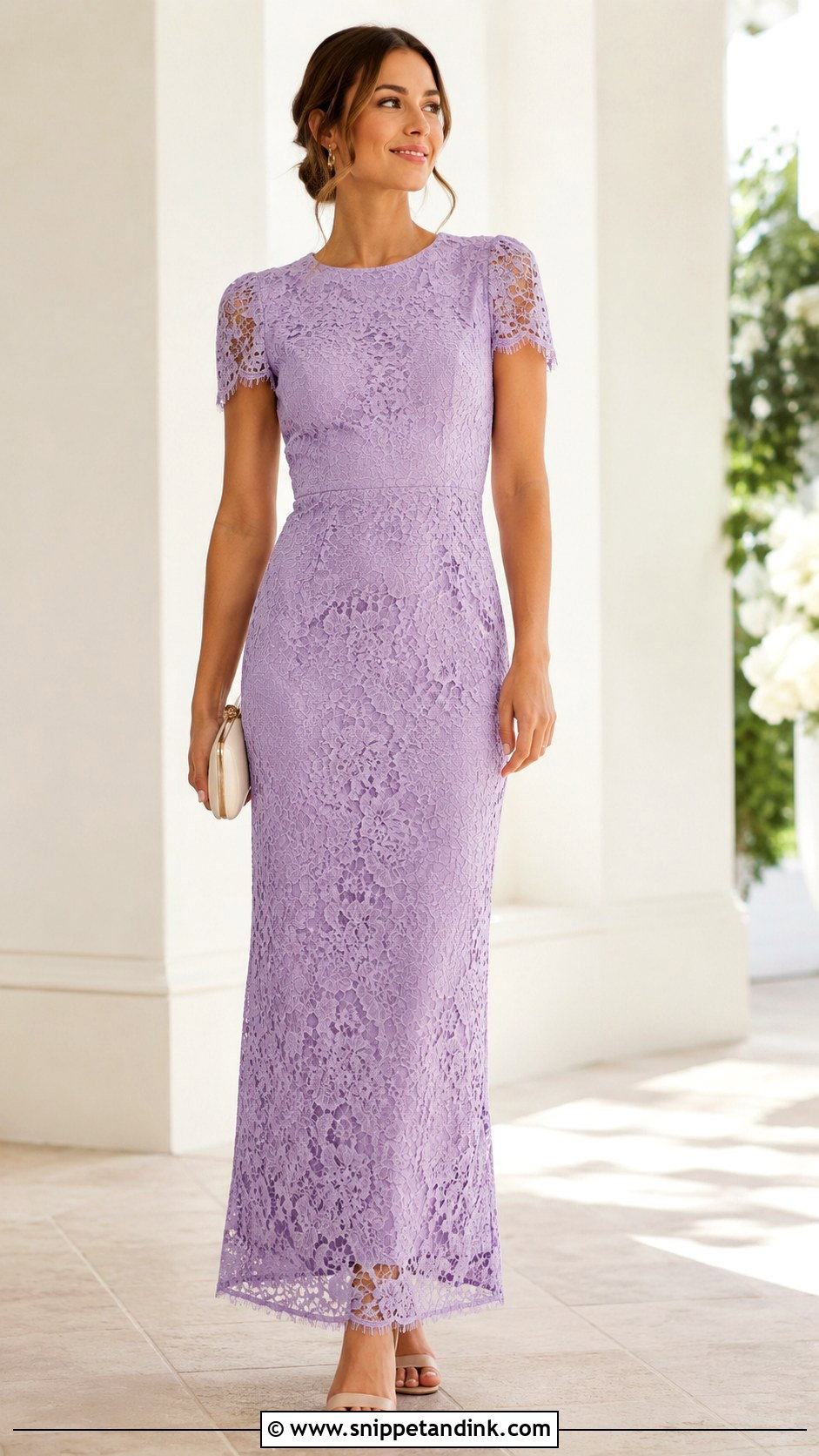 Simple Short Sleeve Lace Gown - Snippet and Ink - 30 Simple Lace Gown Styles