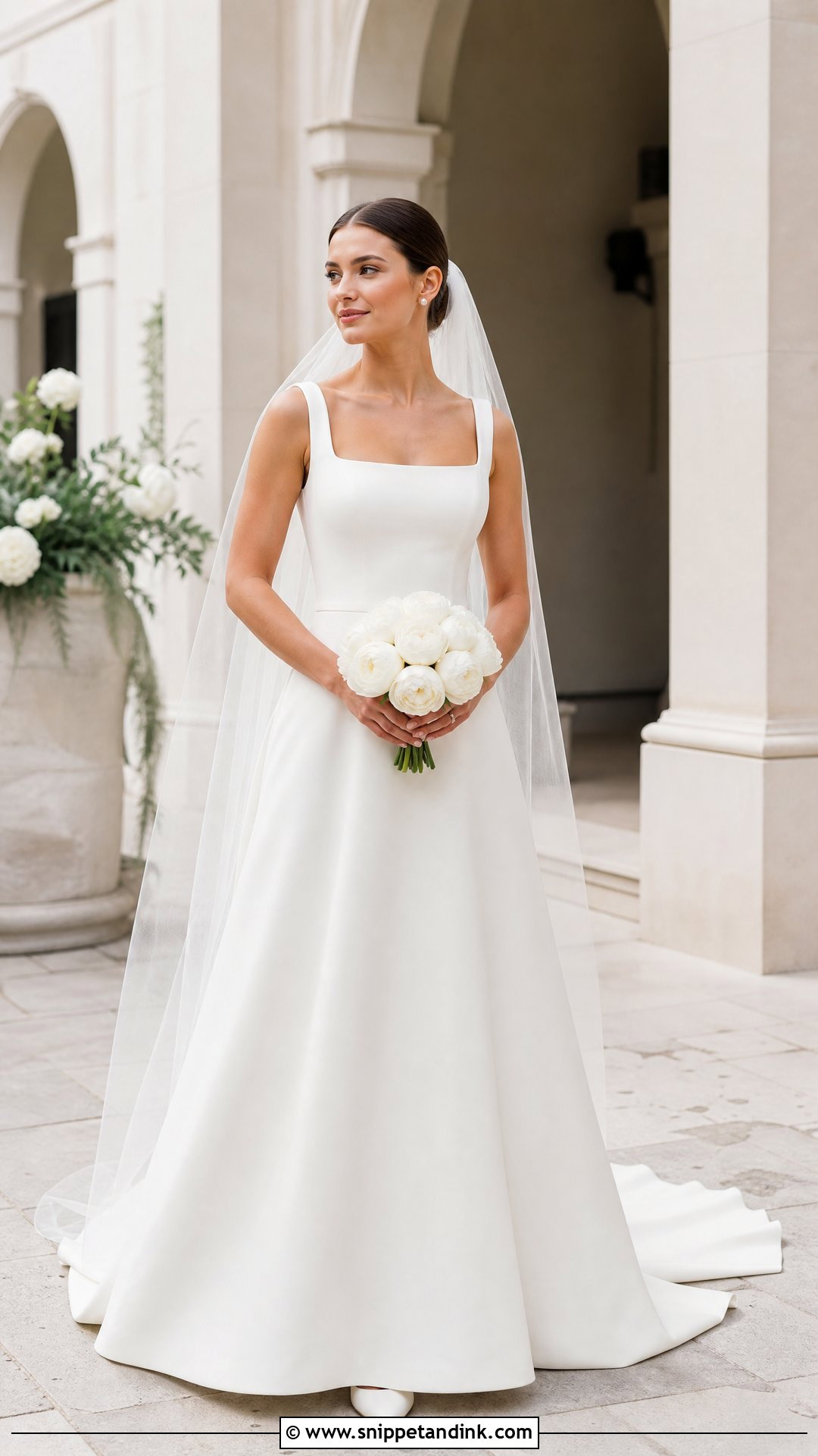 Simple Square Neck Bridal Gown - Snippet and Ink - 20 Simple Bridal Gowns