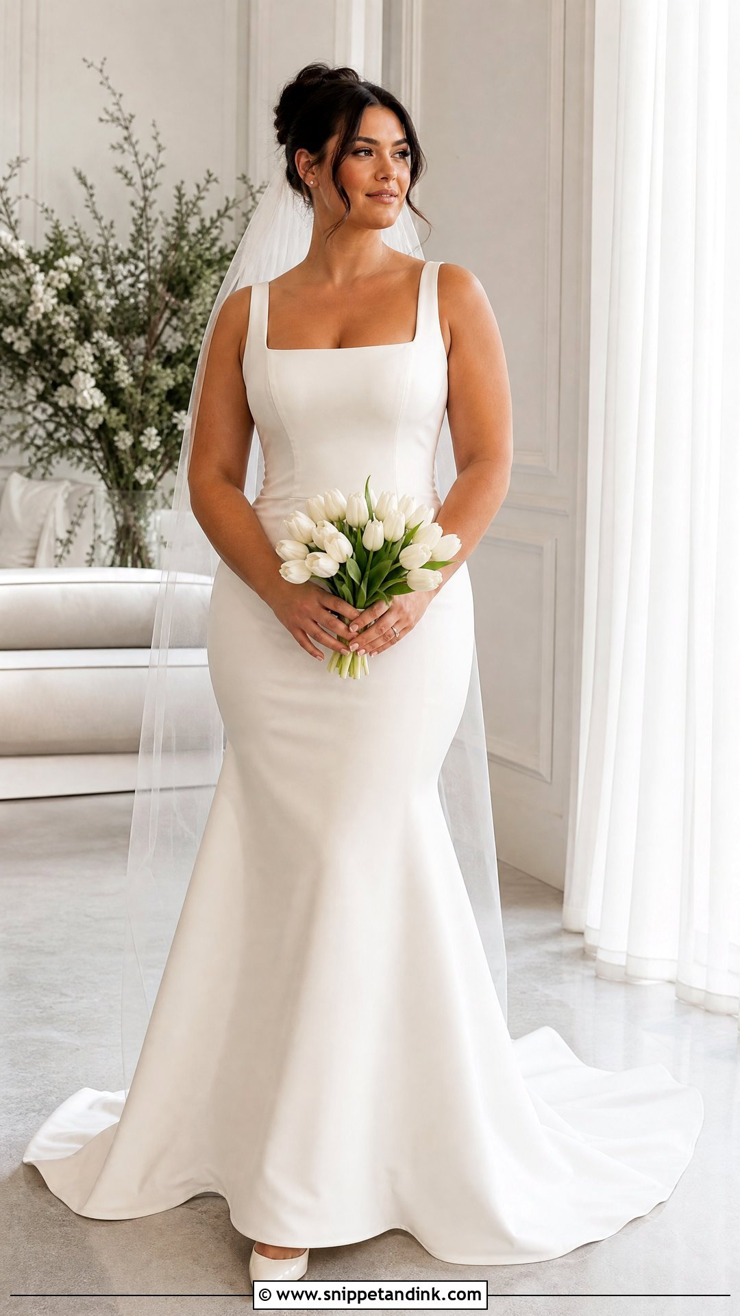 Simple Square Neck Fit And Flare Wedding Gown - Snippet and Ink - 20 Wedding Gown Simple Elegant Ideas