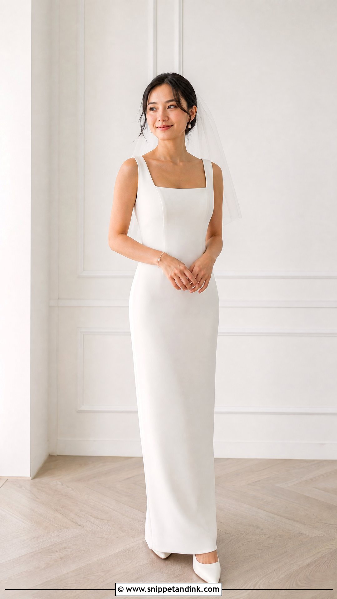 Simple Square Neck Sheath Wedding Dress - Snippet and Ink - 25 Simple Fitted Wedding Dress Ideas