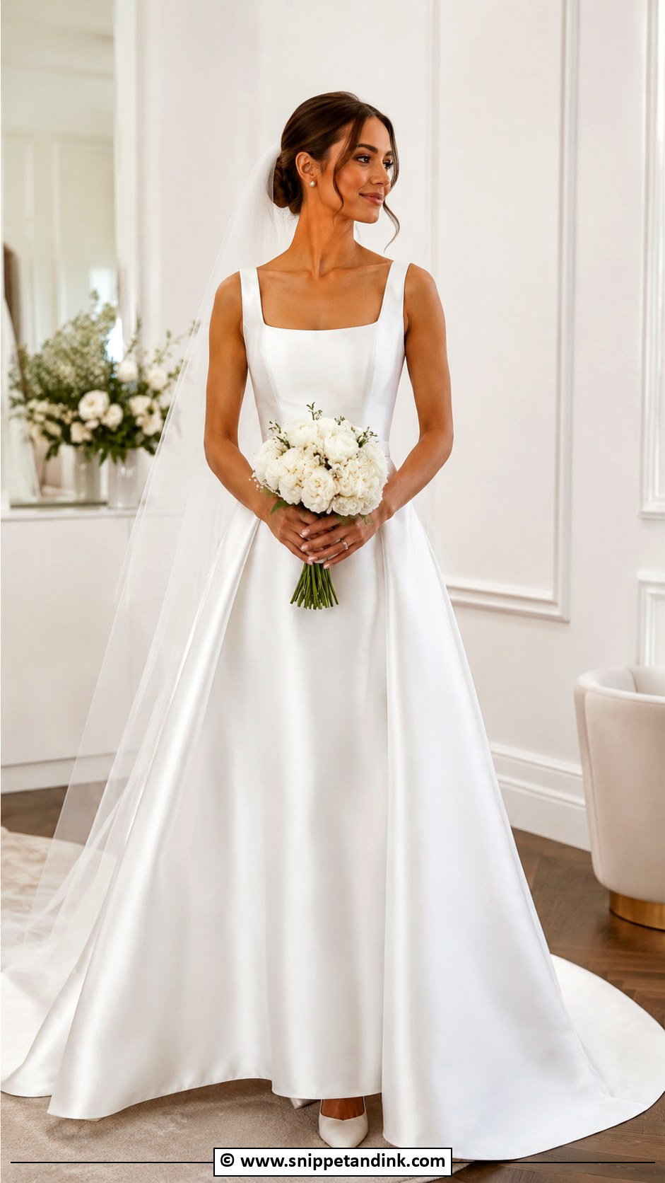 Simple Square Neck Wedding Dress - Snippet and Ink - 35 Simple Wedding Dress Ideas