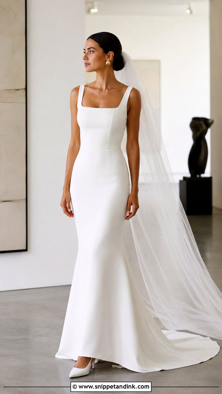 Simple Square Neck Wedding Dress - Snippet and Ink - 20 Simplistic Wedding Dress Ideas