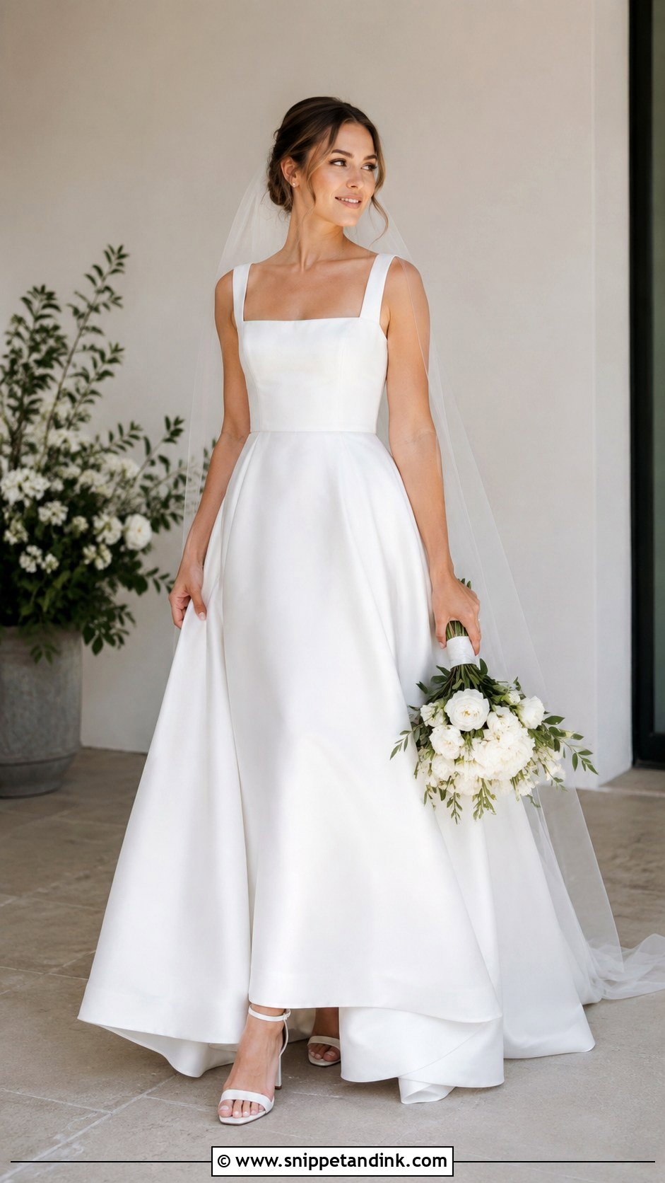 Simple Square Neck Wedding Gown - Snippet and Ink - 25 Simple Wedding Gown Ideas