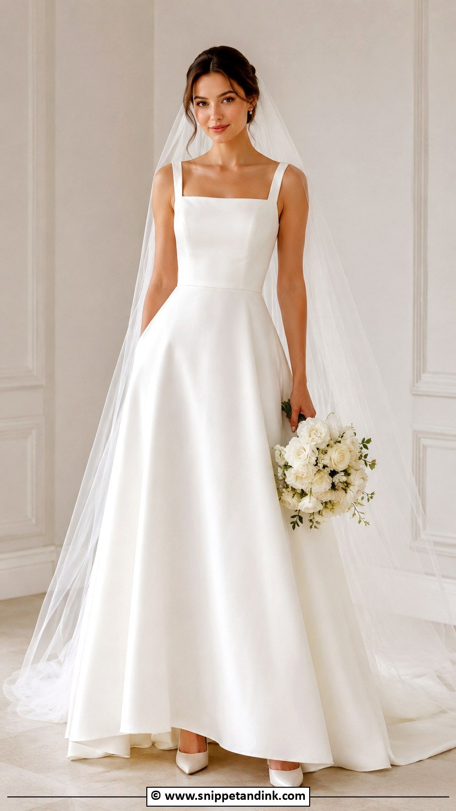 Simple Square Neck Wedding Gown - Snippet and Ink - 30 Simple Wedding Gowns