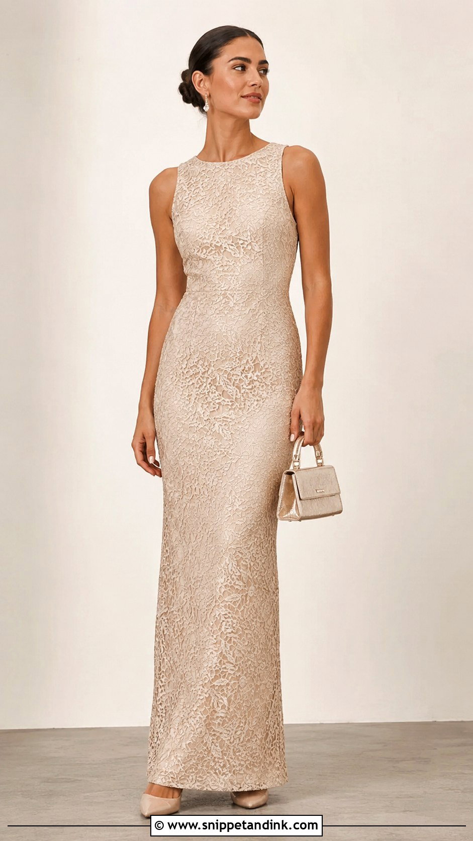Simple Straight Lace Gown - Snippet and Ink - 30 Simple Lace Gown Styles