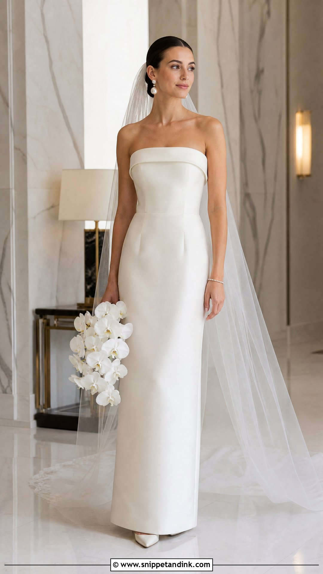 Simple Strapless Column Bridal Gown - Snippet and Ink - 20 Simple Bridal Gowns