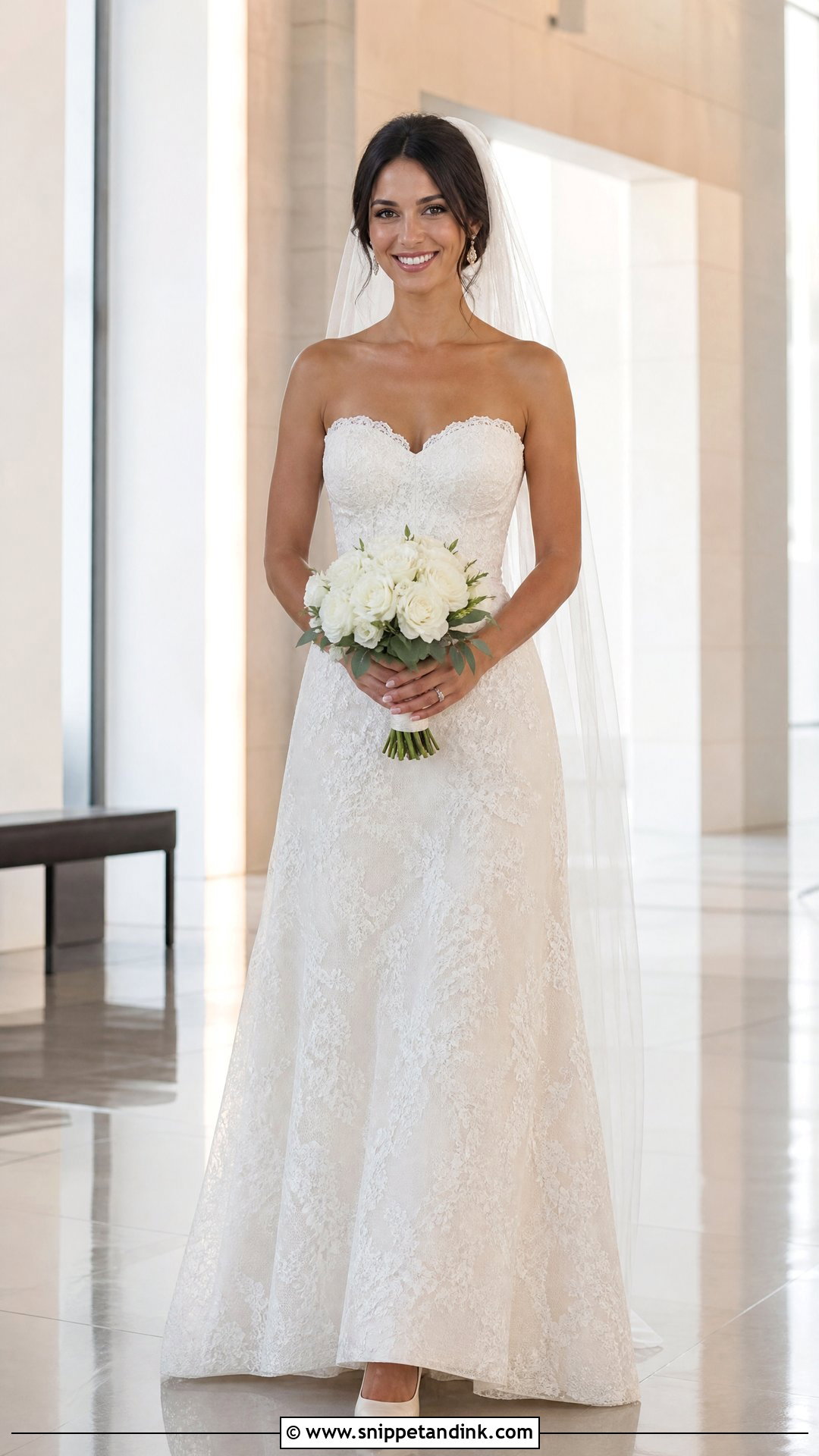 Simple Strapless Lace Wedding Dress - Snippet and Ink - 20 Simple Lace Wedding Dresses