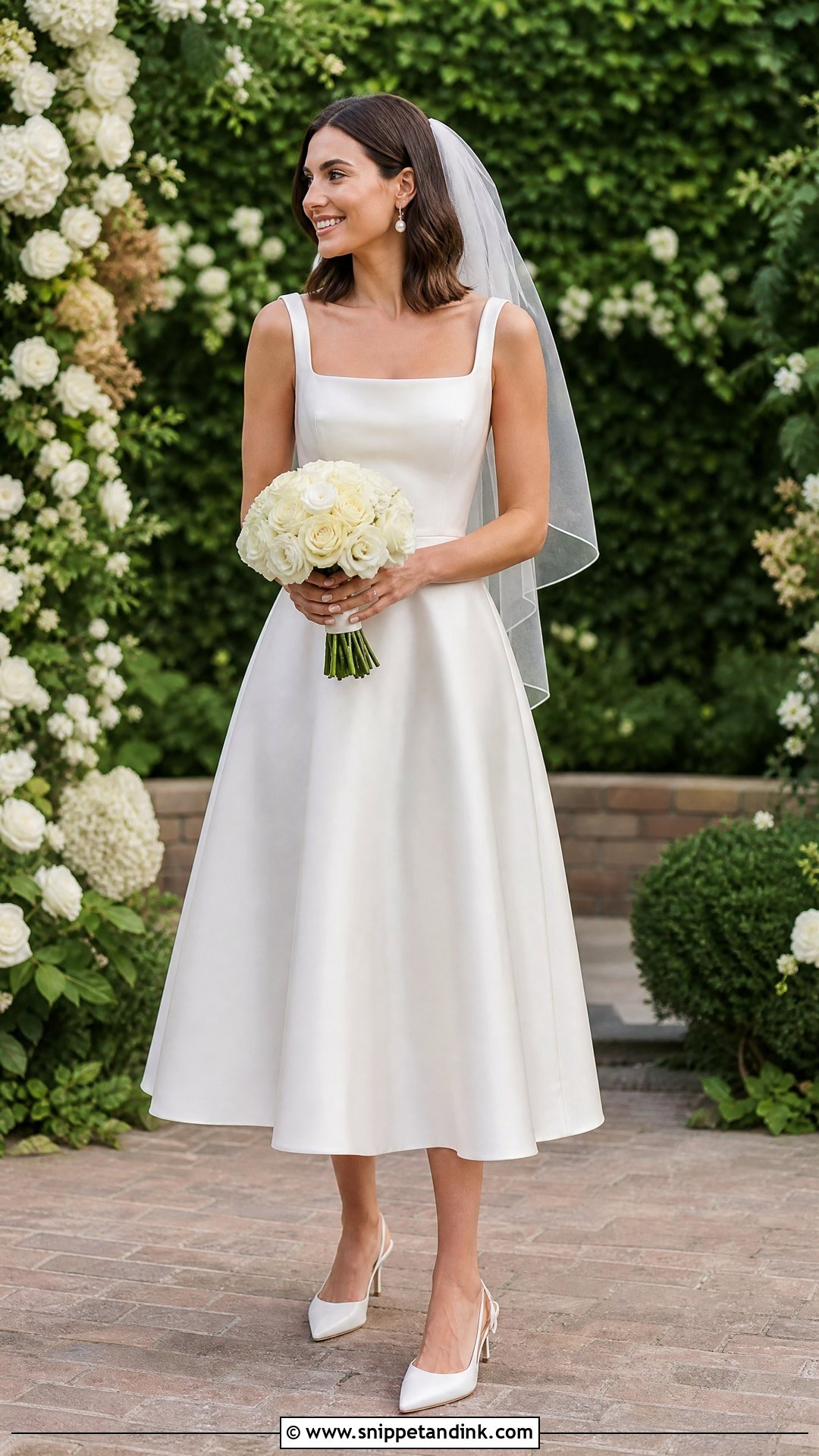 Simple Tea Length Bridal Gown - Snippet and Ink - 20 Simple Bridal Gowns