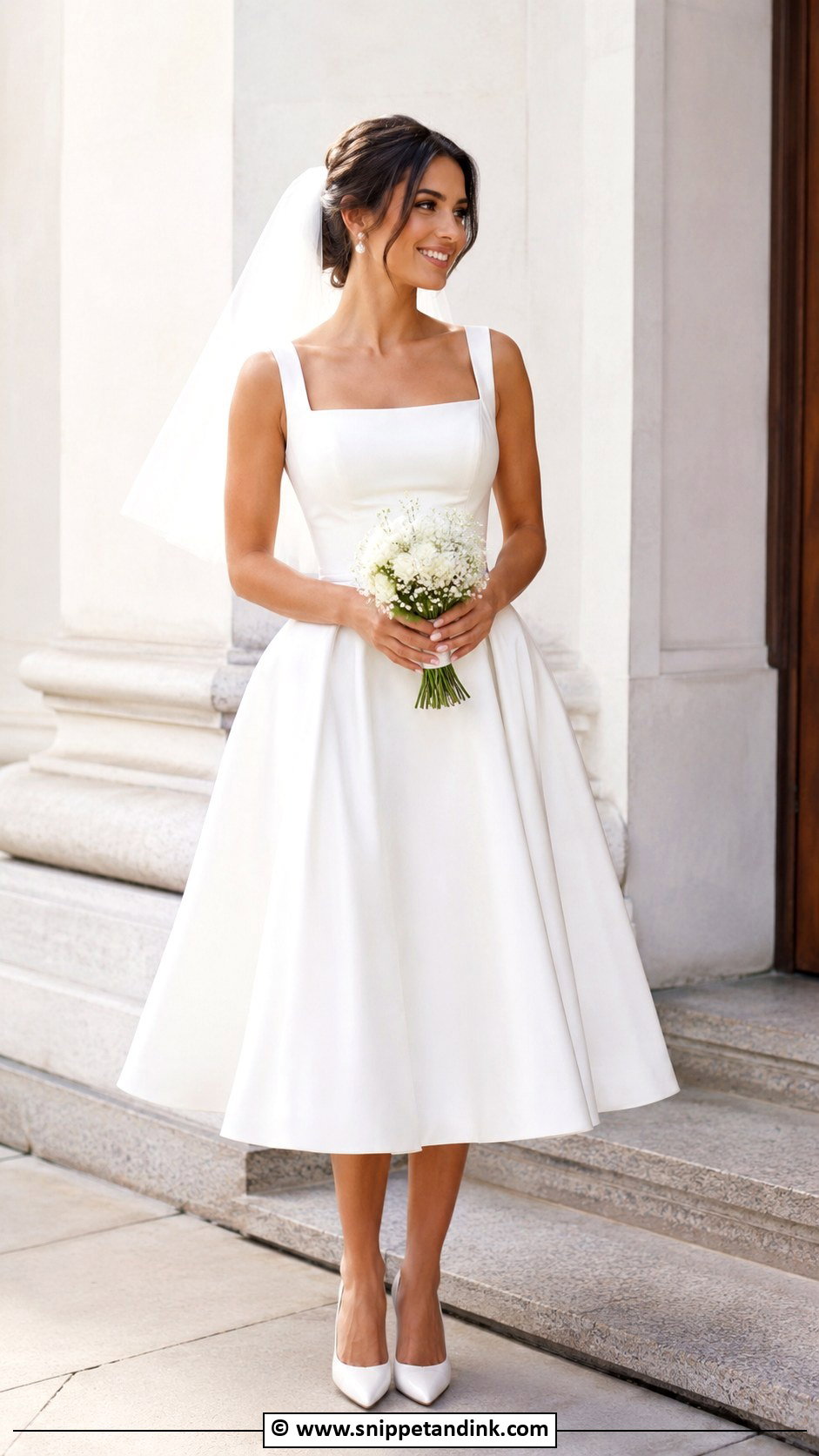 Simple Tea Length Bride Dress - Snippet and Ink - 35 Simple Bride Dress Ideas